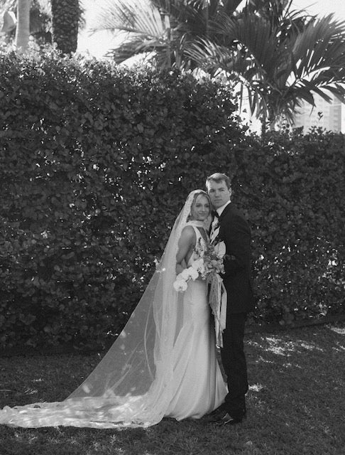 Real Bride Bethany in the Sleek Satin Jennifer Bridal Gown