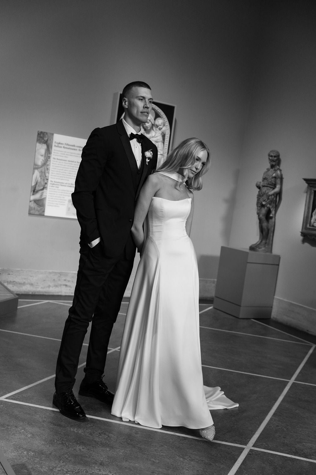 Real Bride Paige Mobley in the Subtle Drop Waist Addilyn Fit and and Flare Bridal Gown.