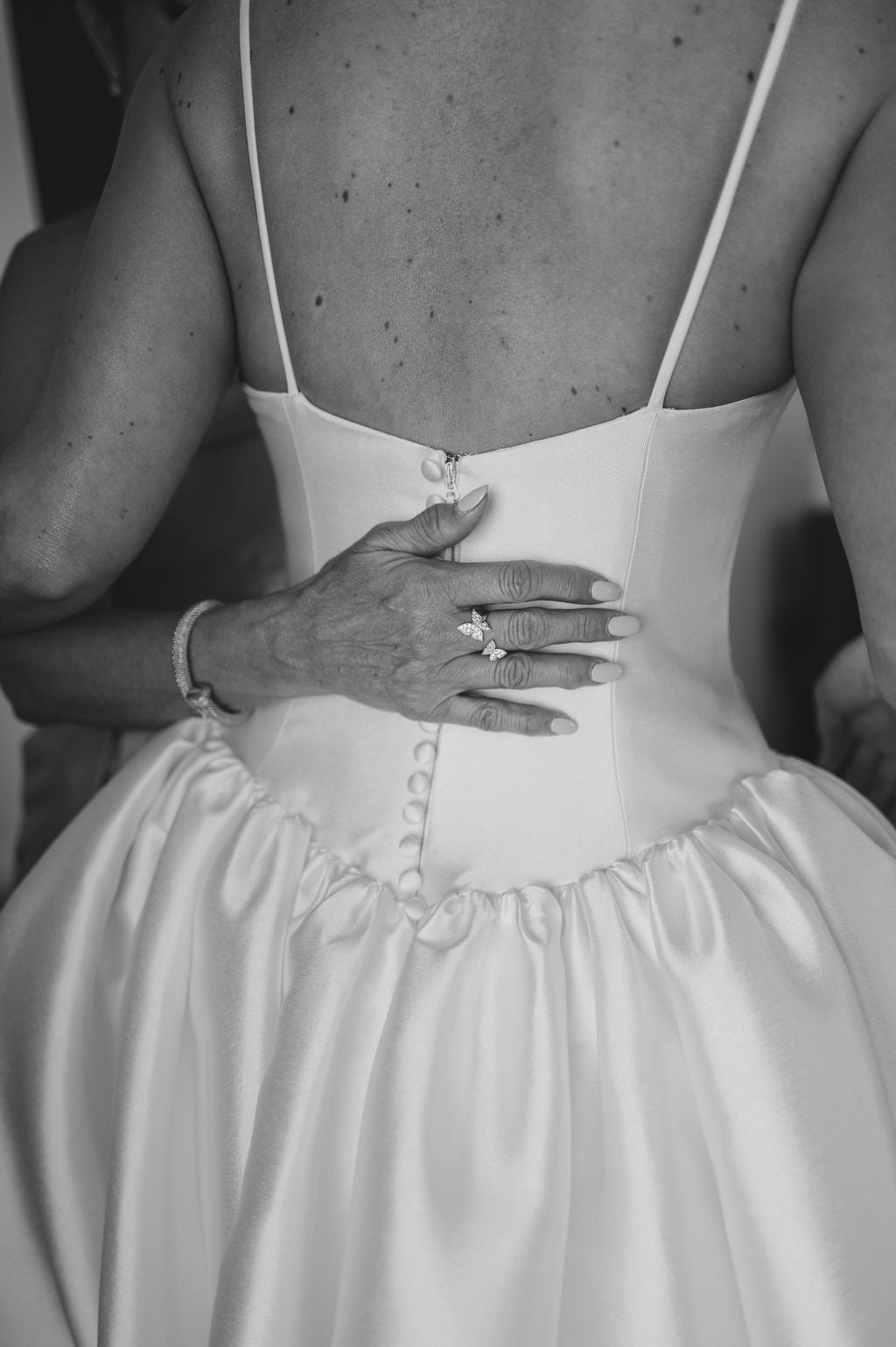 Modern Real Bride Amanda in the Basque Waist, A Line, V Neckline, Shay Wedding Dress.