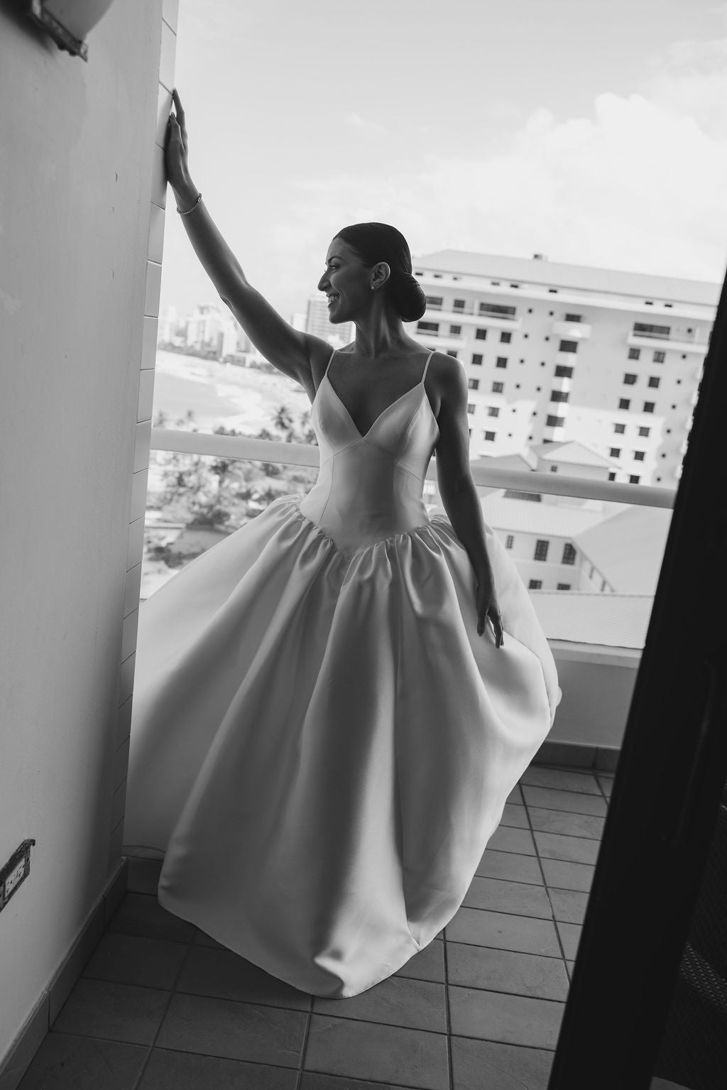 Modern Real Bride Amanda in the Basque Waist, A Line, V Neckline, Shay Wedding Dress.