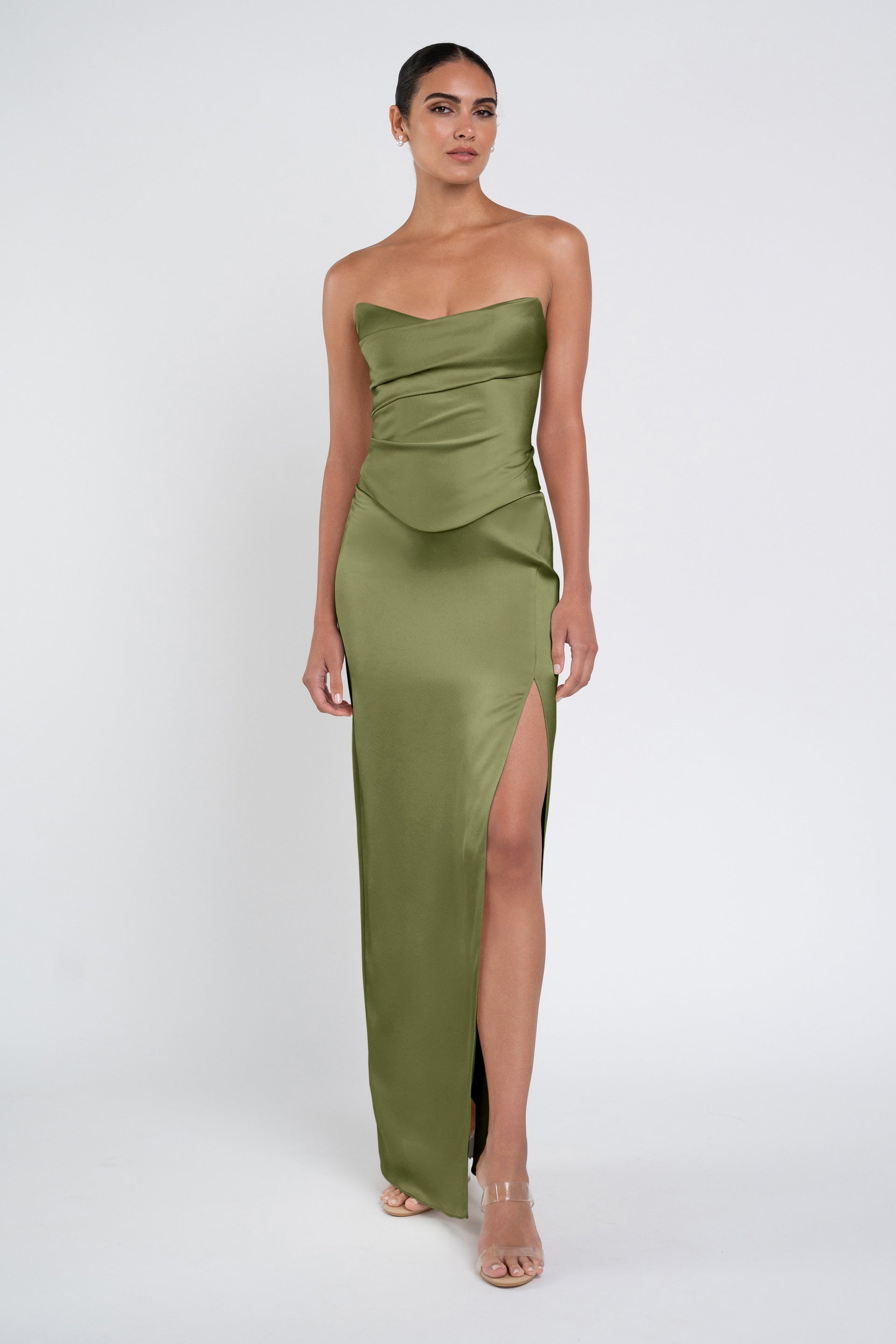 amaya green dress Pale Green Linen Blend Amaya Dress STYLAVO