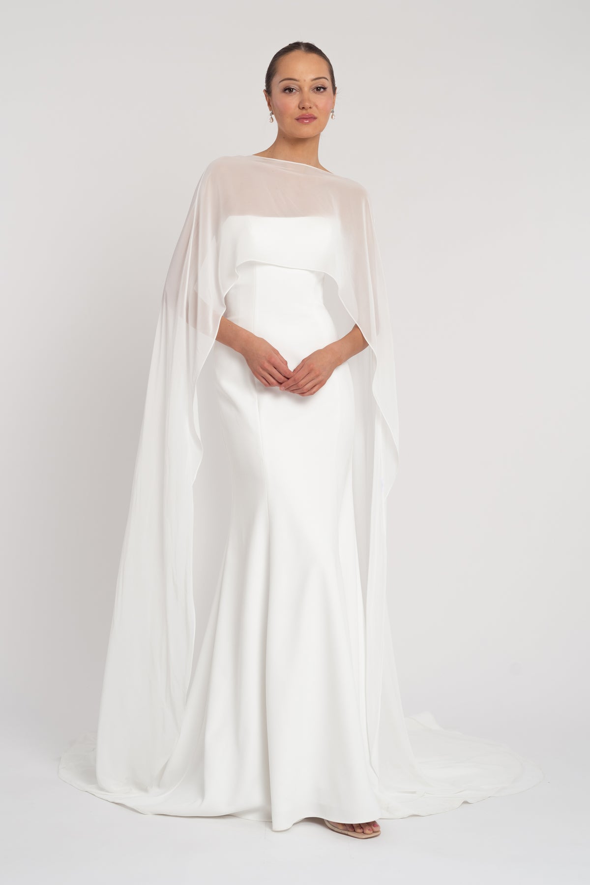 white cape dress FLORAL BEAD EMBROIDERED CAPE DRESS IN WHITE | CULT MIA