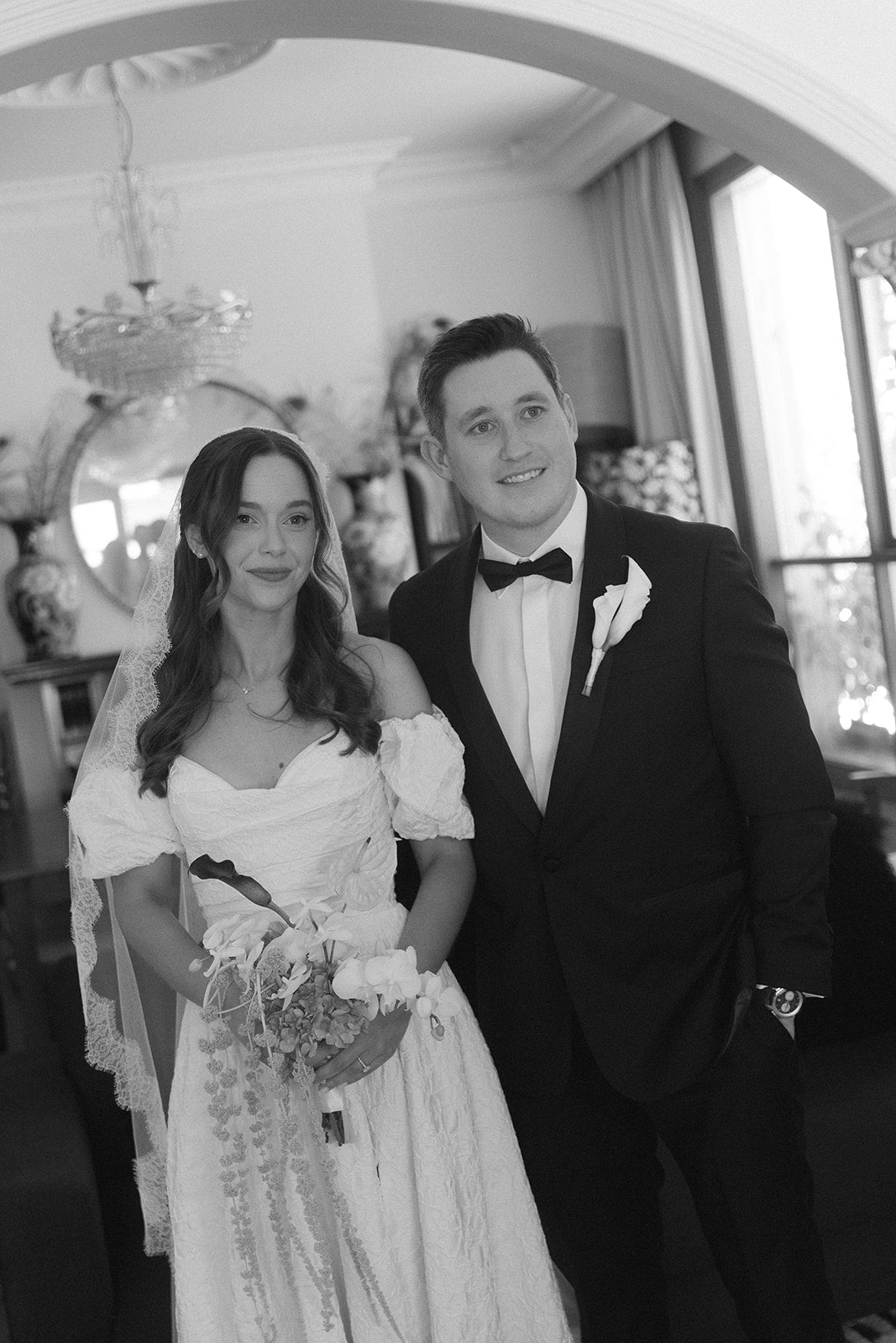 Real Bride's Modern Outdoor Wedding in the A-Line, convertible off-shoulder sleeves, Beau Bridal Gown