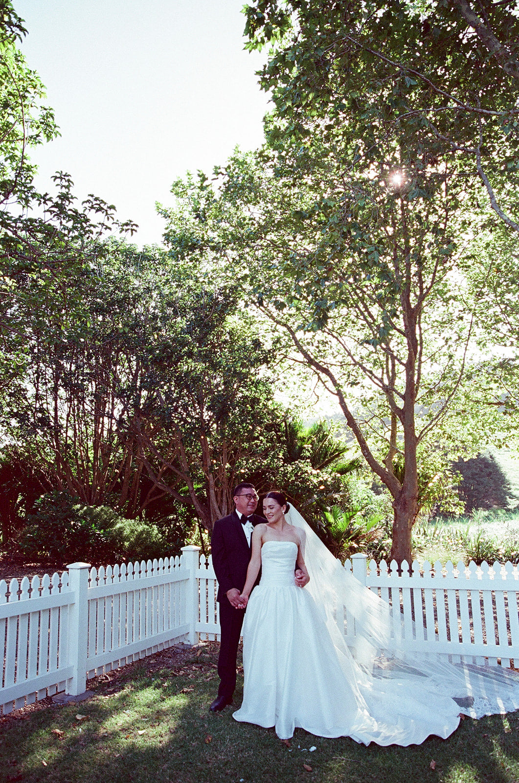 Real Bride Monique in the Drop Waist, A-Line, and Strapless Charlotte Bridal Gown