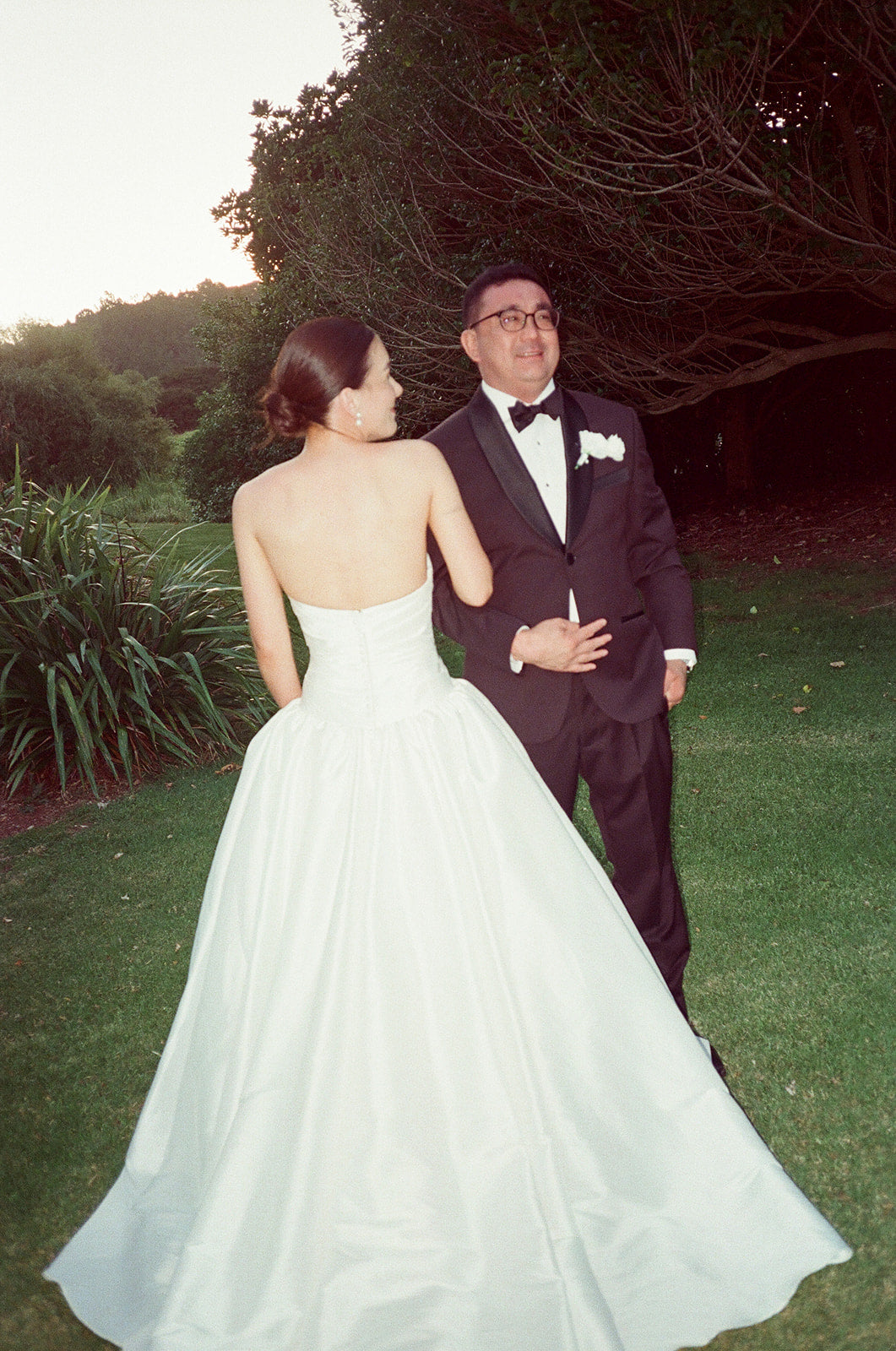 Real Bride Monique in the Drop Waist, A-Line, and Strapless Charlotte Bridal Gown
