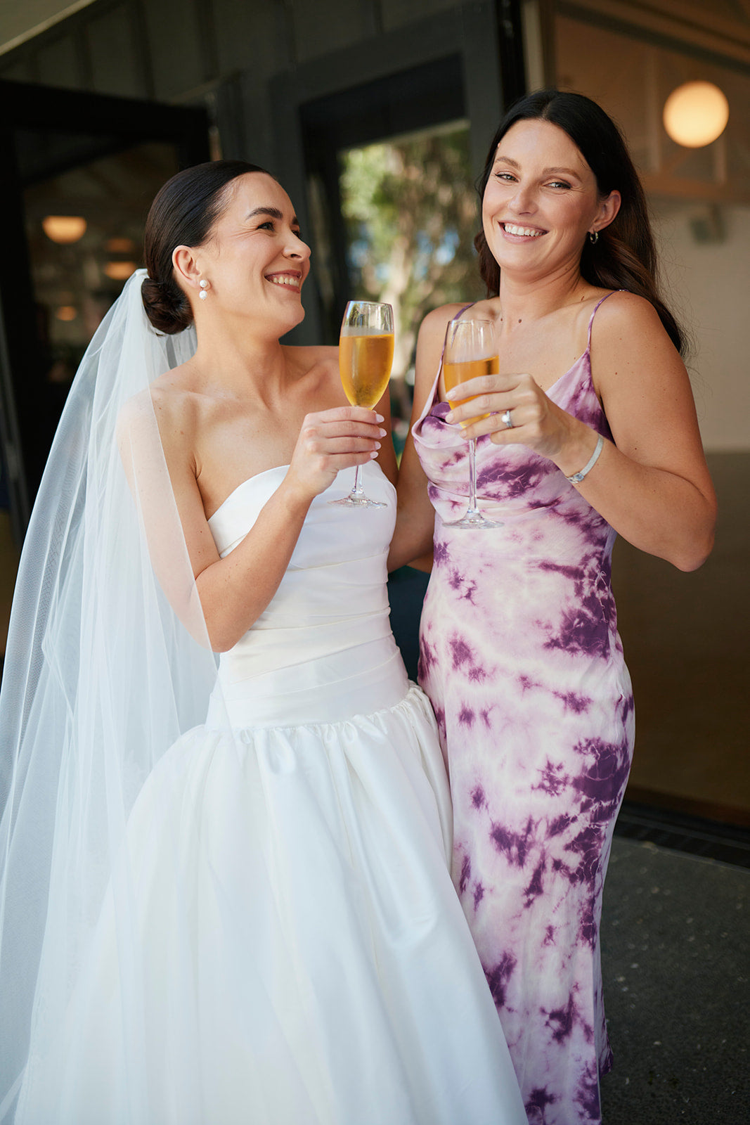 Real Bride Monique in the Drop Waist, A-Line, and Strapless Charlotte Bridal Gown