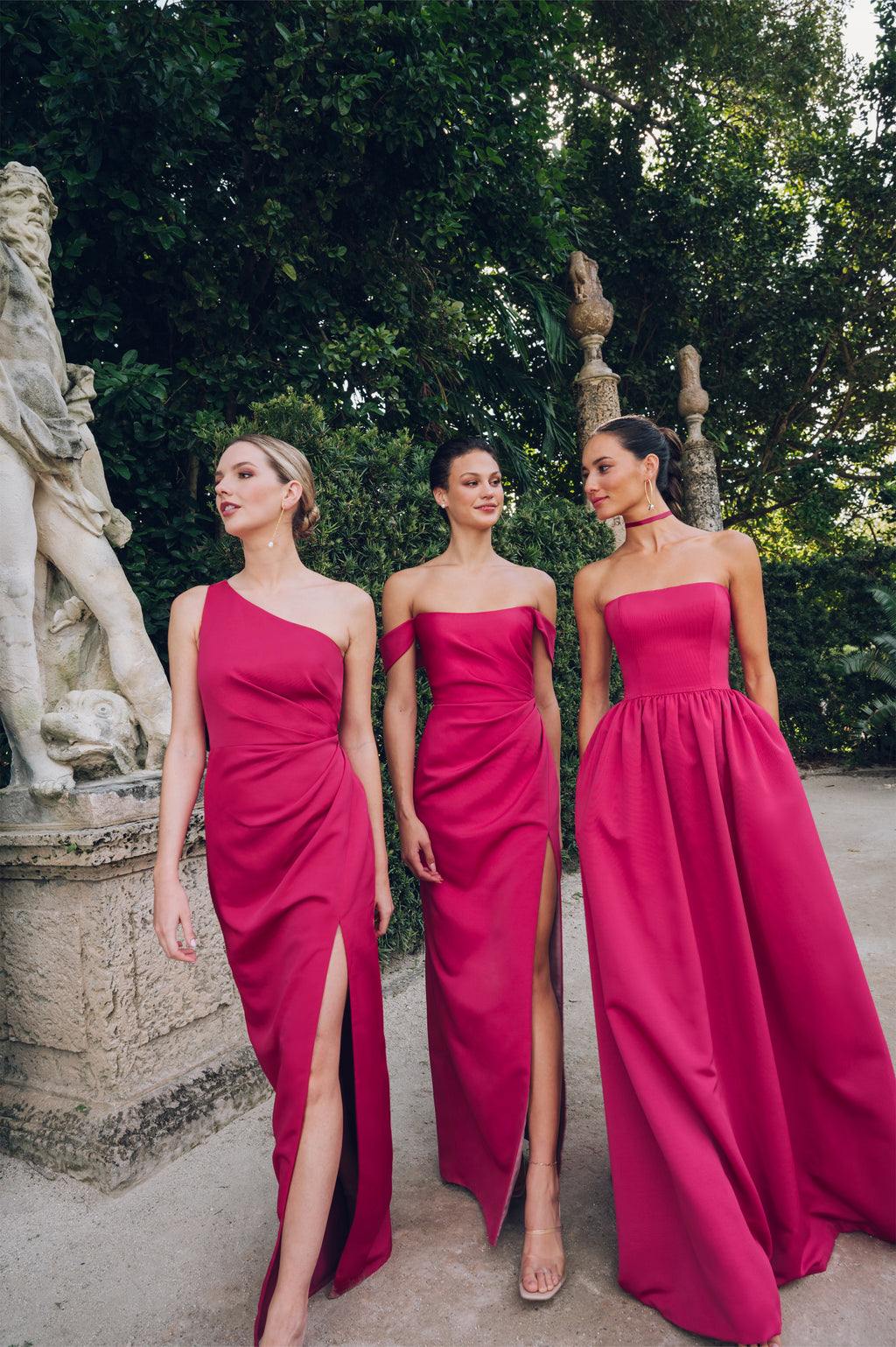 Carolina 1 Fuchsia HotPink Faile OneShoulder BridesmaidDress