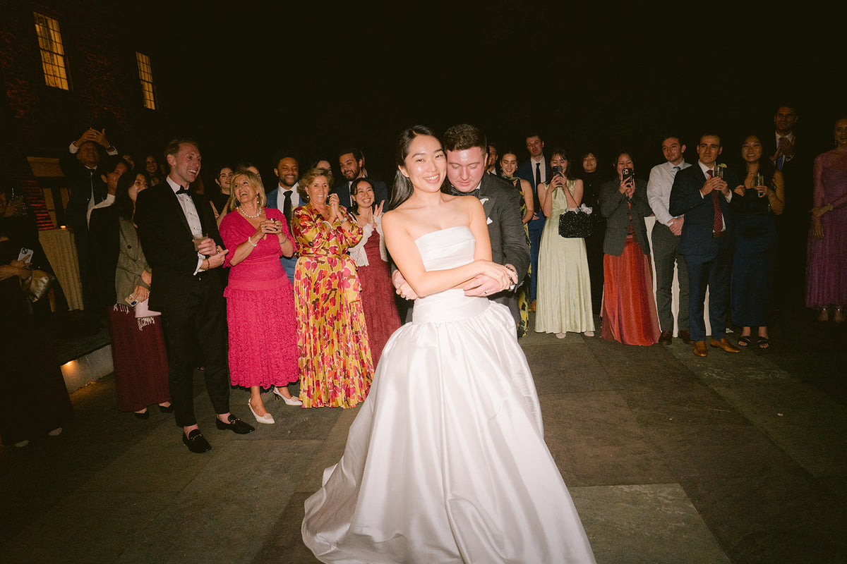 Real Bride Lala in the Charlotte Gown at the NY Botanical Gardens