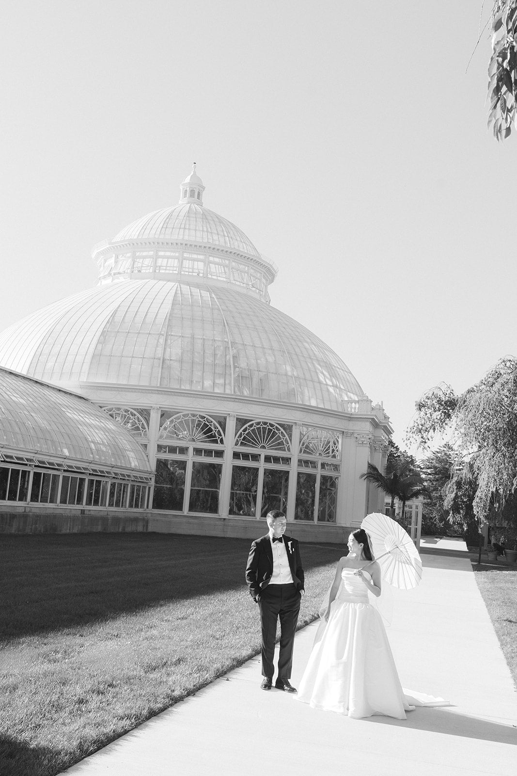 Real Bride Lala in the Charlotte Gown at the NY Botanical Gardens