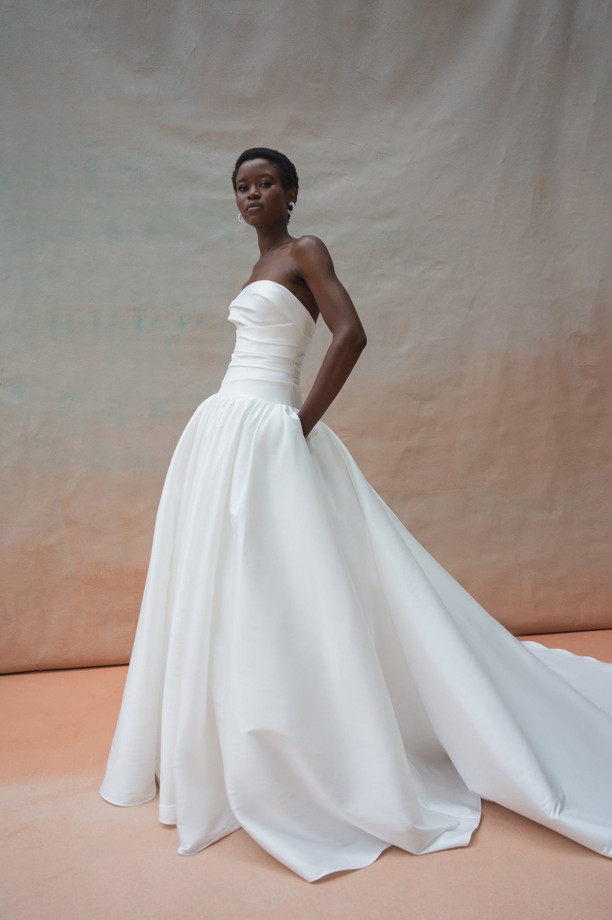 jenny yoo drop waist wedding dress Jenny by Jenny Yoo Penelope Chiffon Strapless Drop-Waist Shirred Wedding Gown