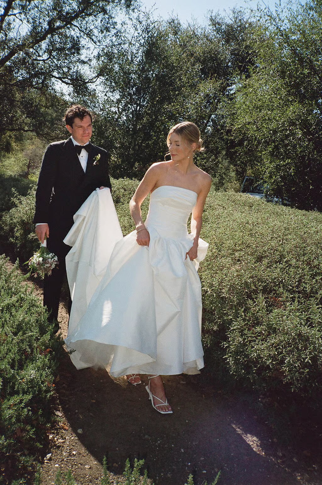 Drop Waist Strapless Charlotte Bridal Gown on Real Bride