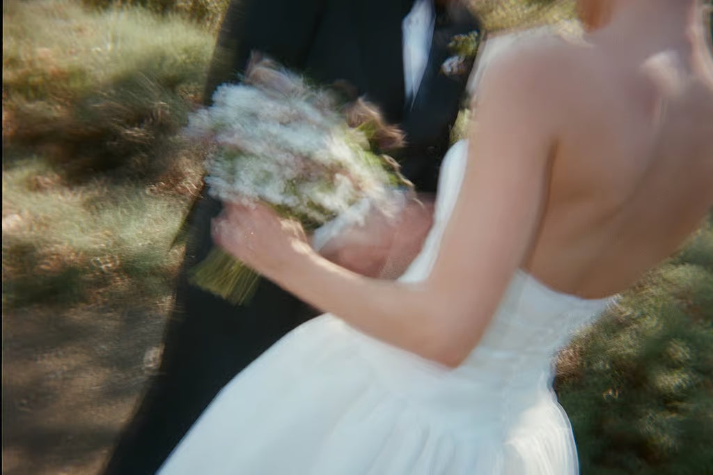 Drop Waist Strapless Charlotte Bridal Gown on Real Bride