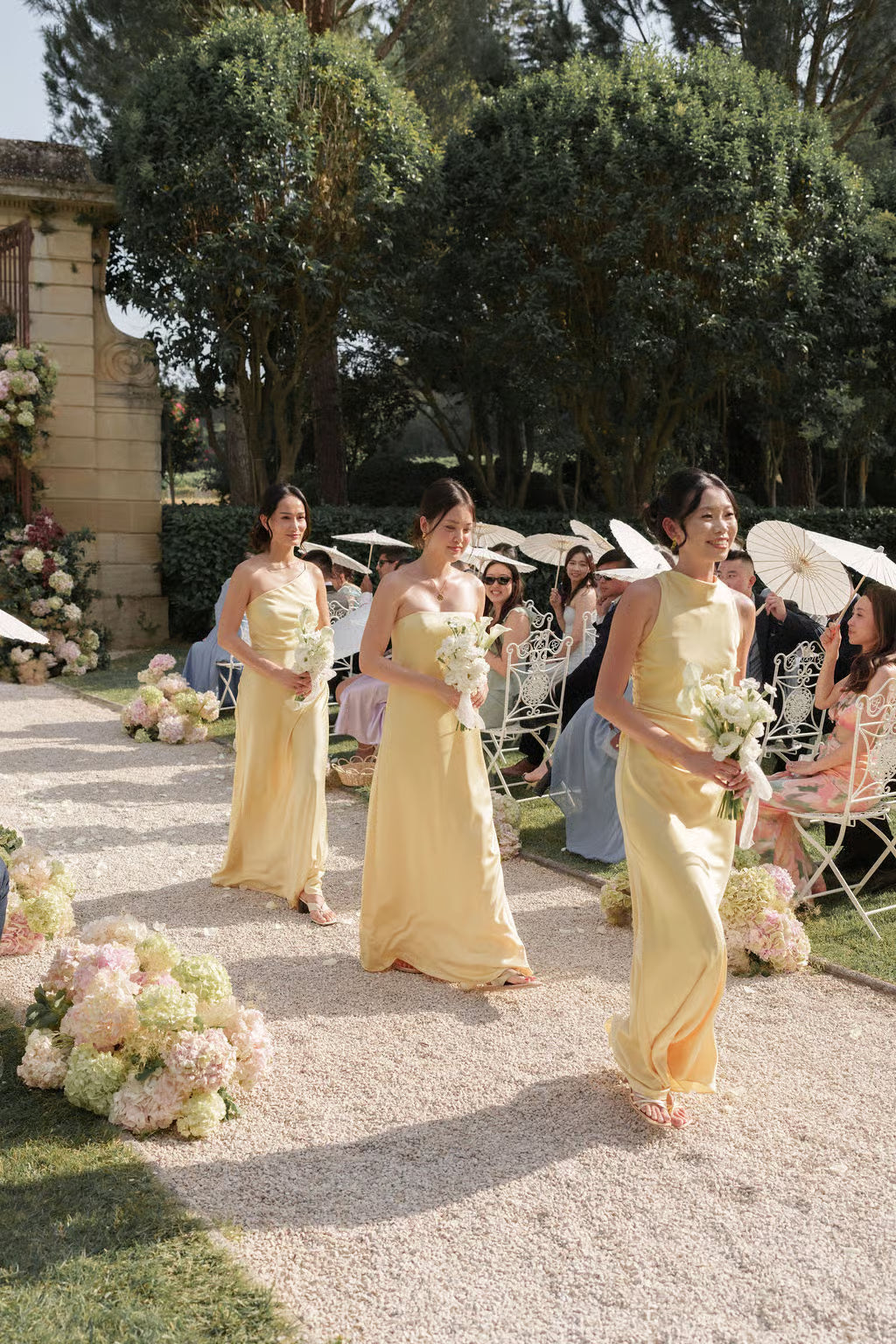 Daffodil Yellow Satin Bridesmaid Dresses Real Wedding