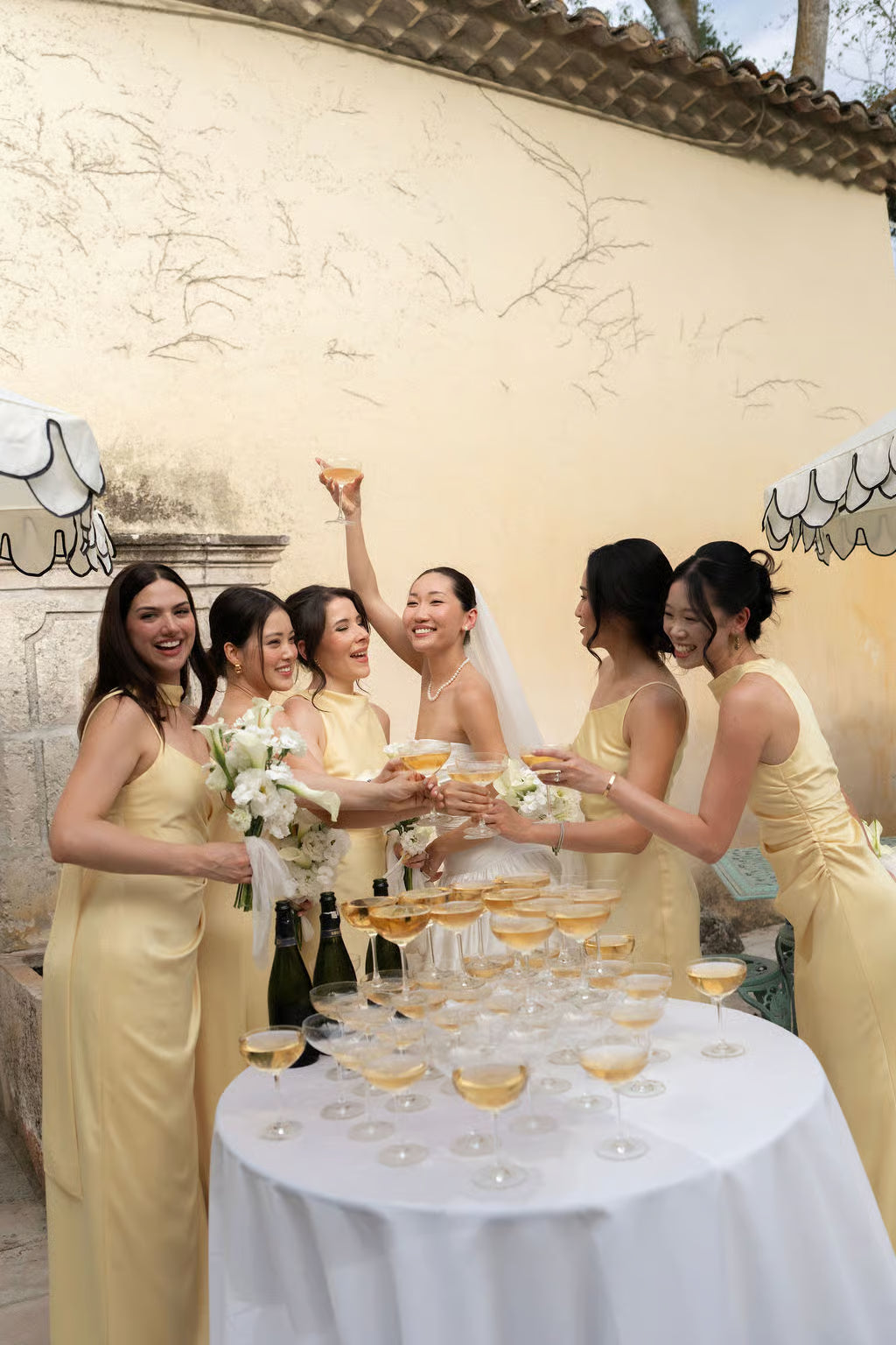 Daffodil Yellow Satin Bridesmaid Dresses Real Wedding