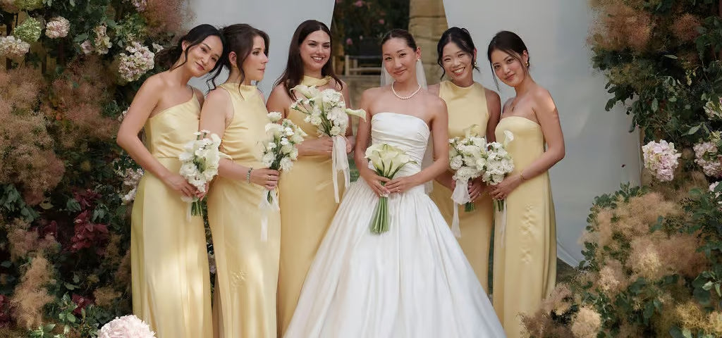 Daffodil Yellow Satin Bridesmaid Dresses Real Wedding