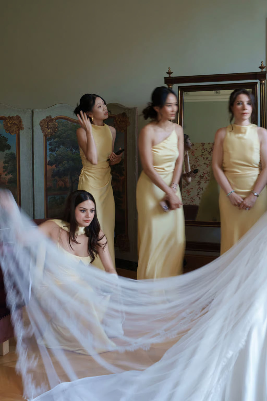 Daffodil Yellow Satin Bridesmaid Dresses Real Wedding