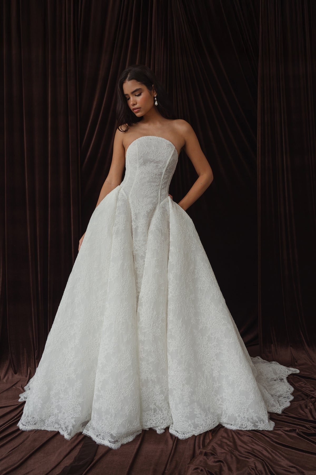 jenny yoo wedding dress Little White Cadence and an asymmetrical flounce seam Ember Jenny Yoo