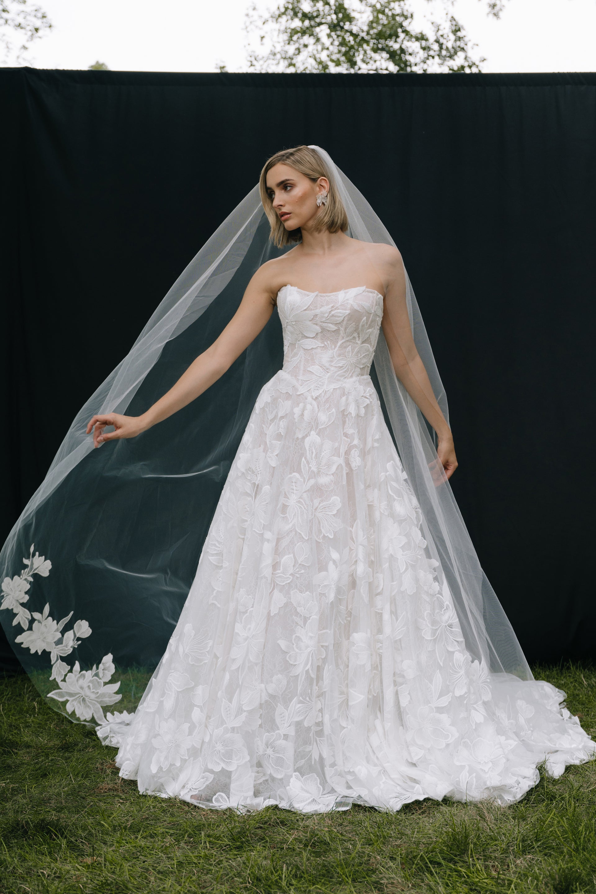 white wedding dress black veil Jackson Veil main image 1