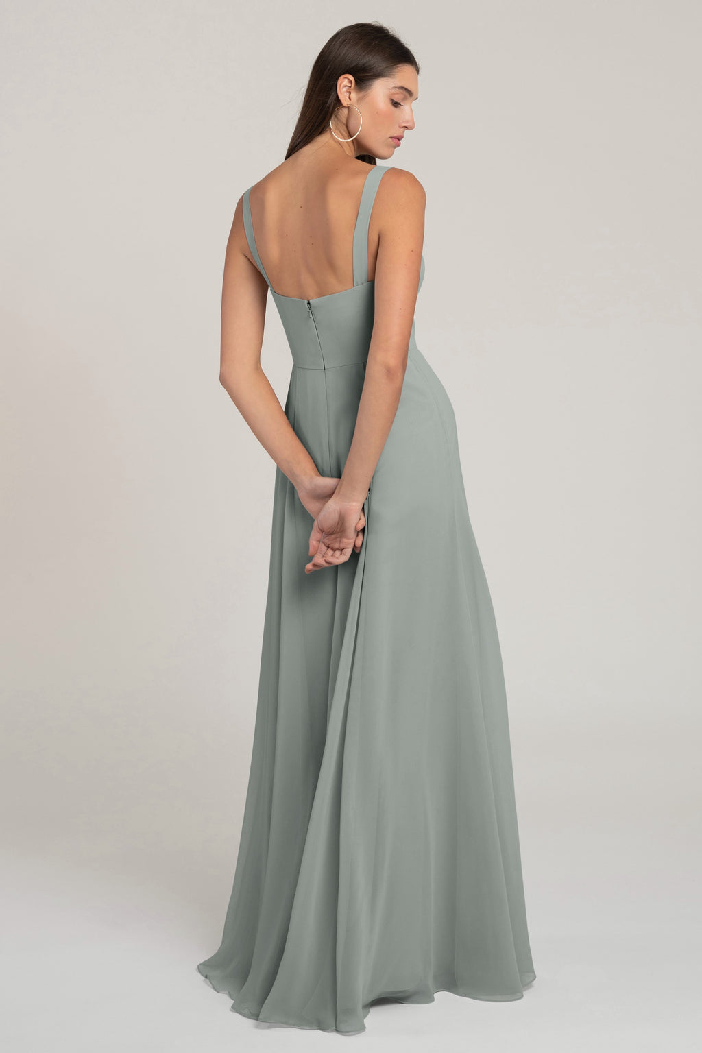 Jenny_Yoo_Harris_Bridesmaid_Sweetheart_Neckline_Chiffon_moss_green_back
