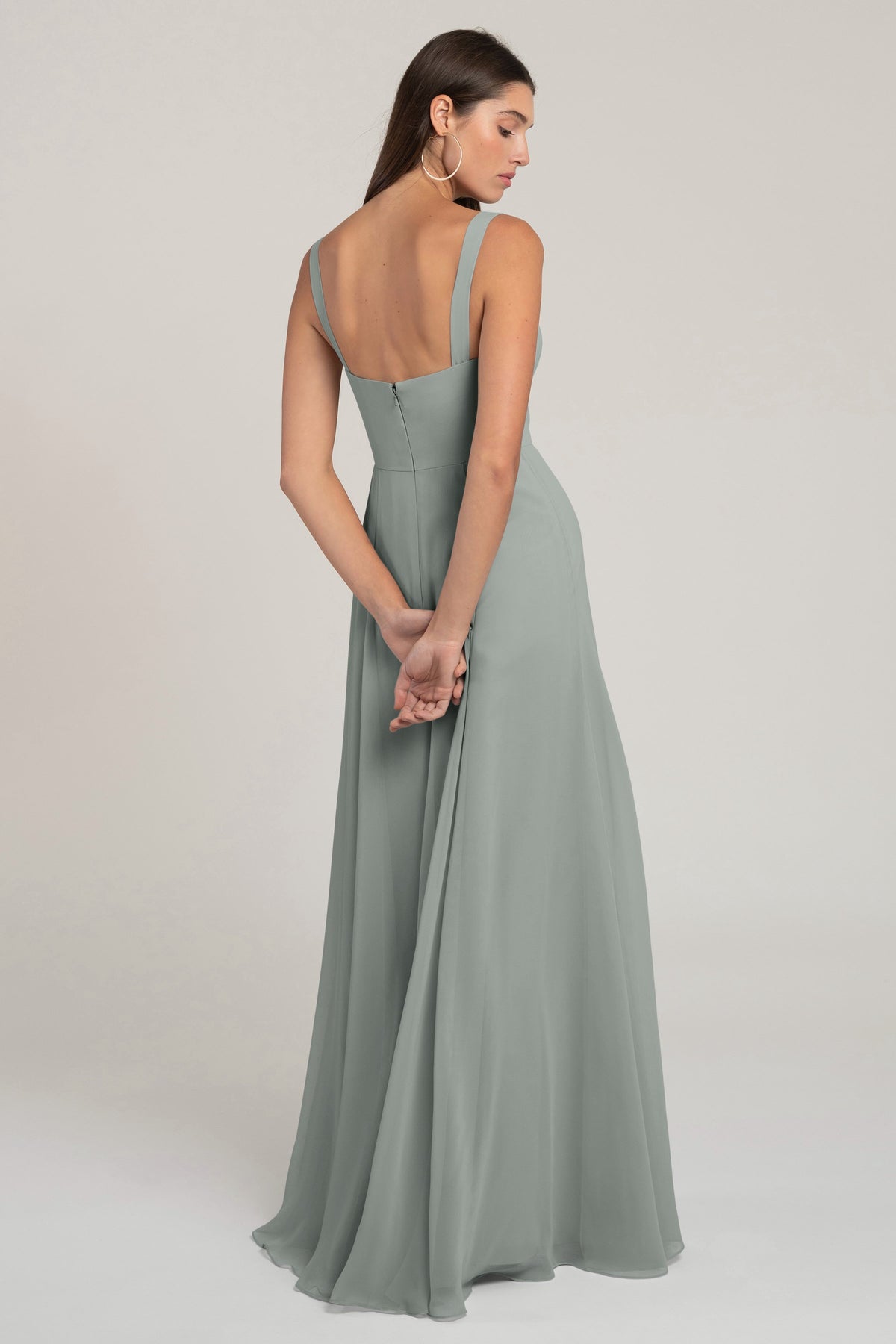 Jenny_Yoo_Harris_Bridesmaid_Sweetheart_Neckline_Chiffon_moss_green_back