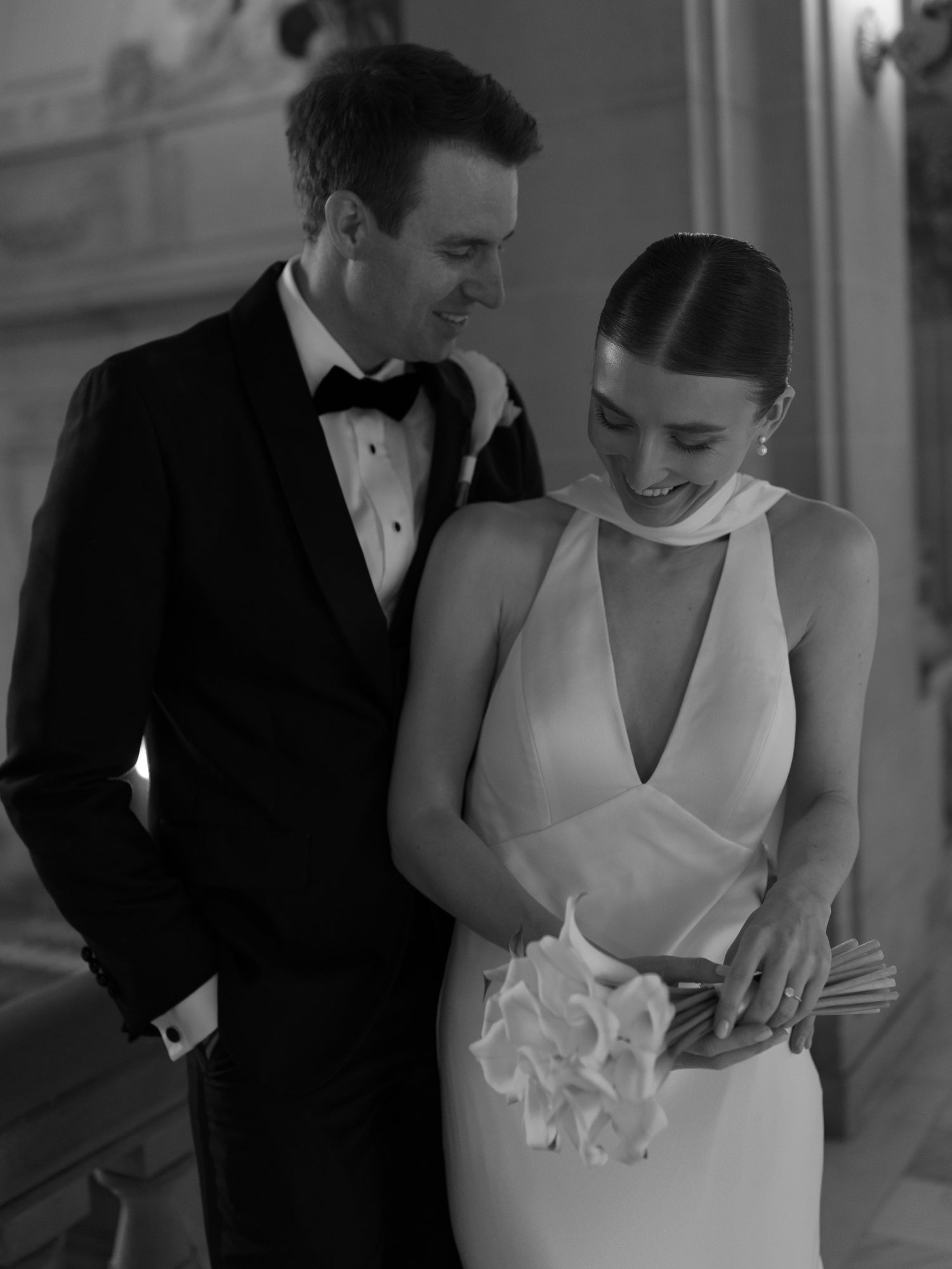 Bride Polina in the Jennifer Gown with Bridal Scarf