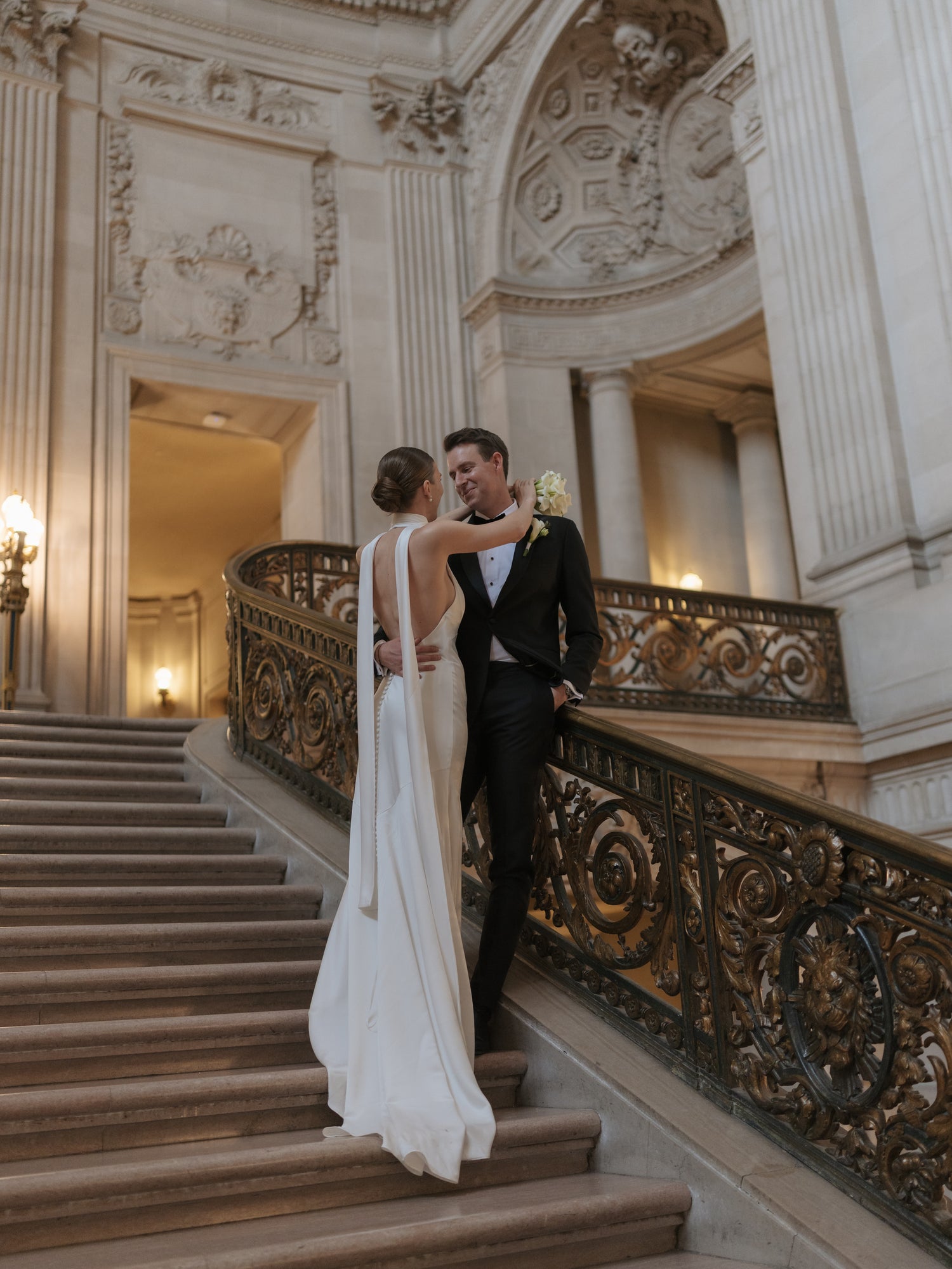 Bride Polina in the Jennifer Gown with Bridal Scarf