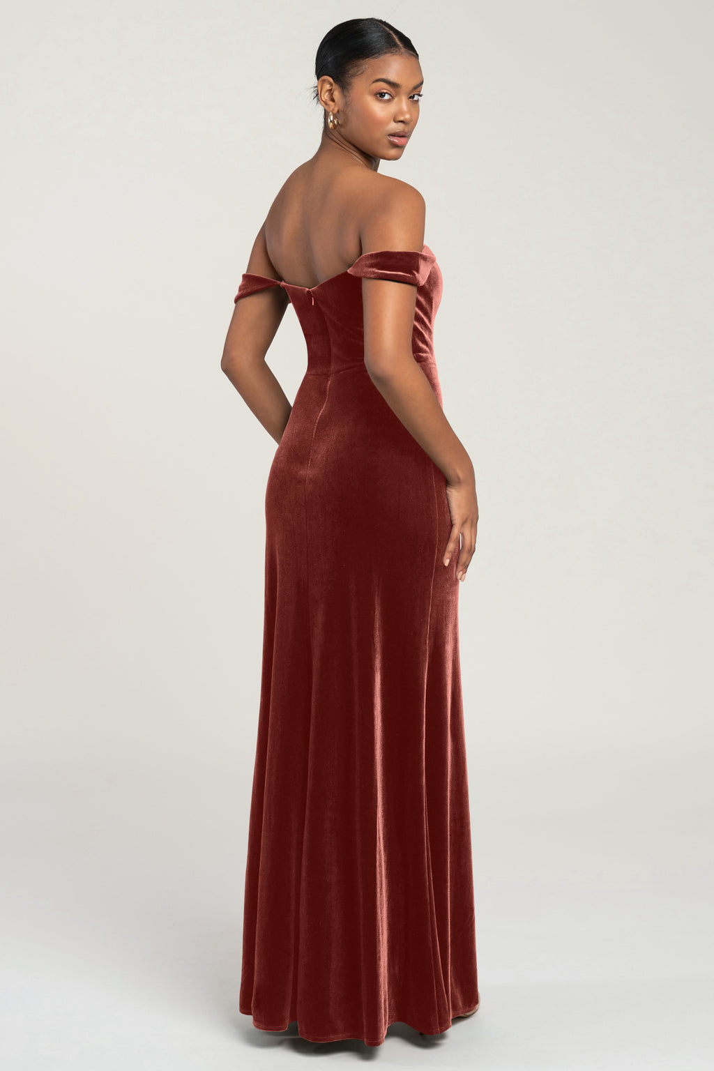 Jenny_Yoo_Issa_Bridesmaid_Dress_Off_the_Shoulder_Velvet_english_rose_red_back