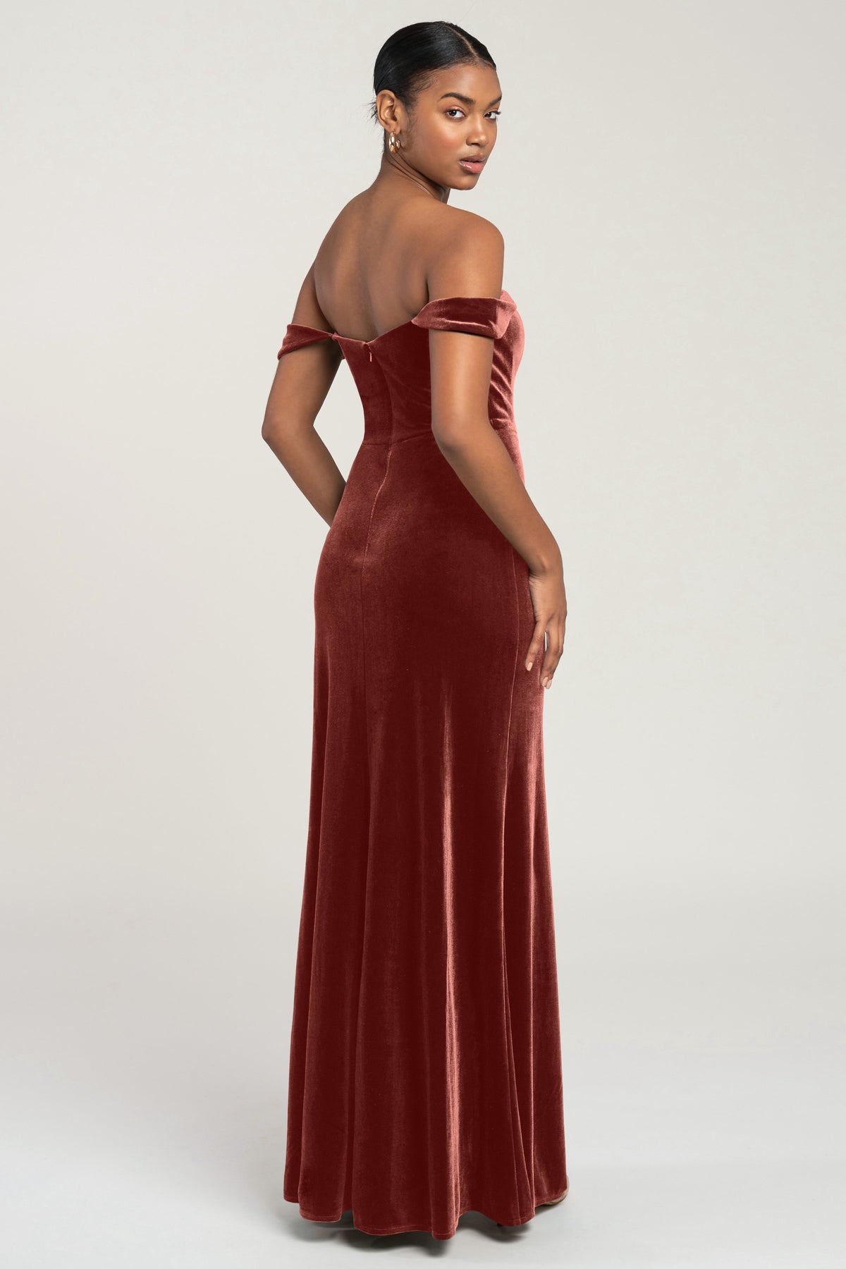 Jenny_Yoo_Issa_Bridesmaid_Dress_Off_the_Shoulder_Velvet_english_rose_red_back