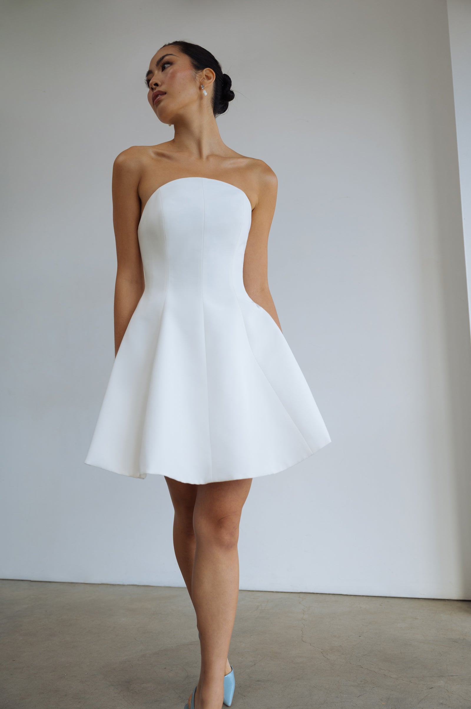 Strapless A Line Mini Wedding Dress