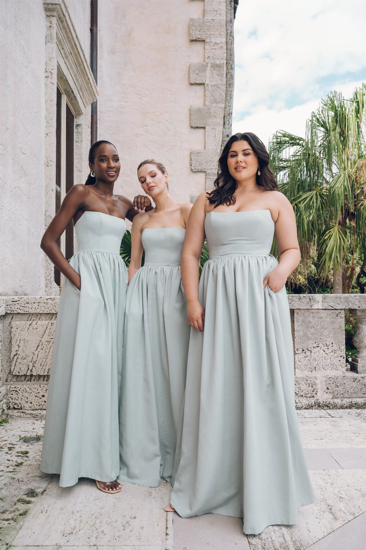 Laney 4 MorningMist Green Faile Strapless BridesmaidDress