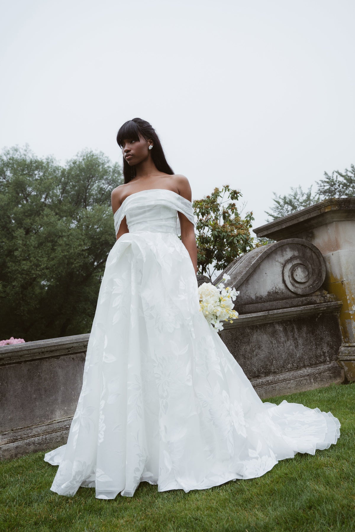 layla bridesmaid dress LAYLA Elegant Wedding Dress - A-Line Strapless Neckline with Floral Lace Appliqu Bridal Gown