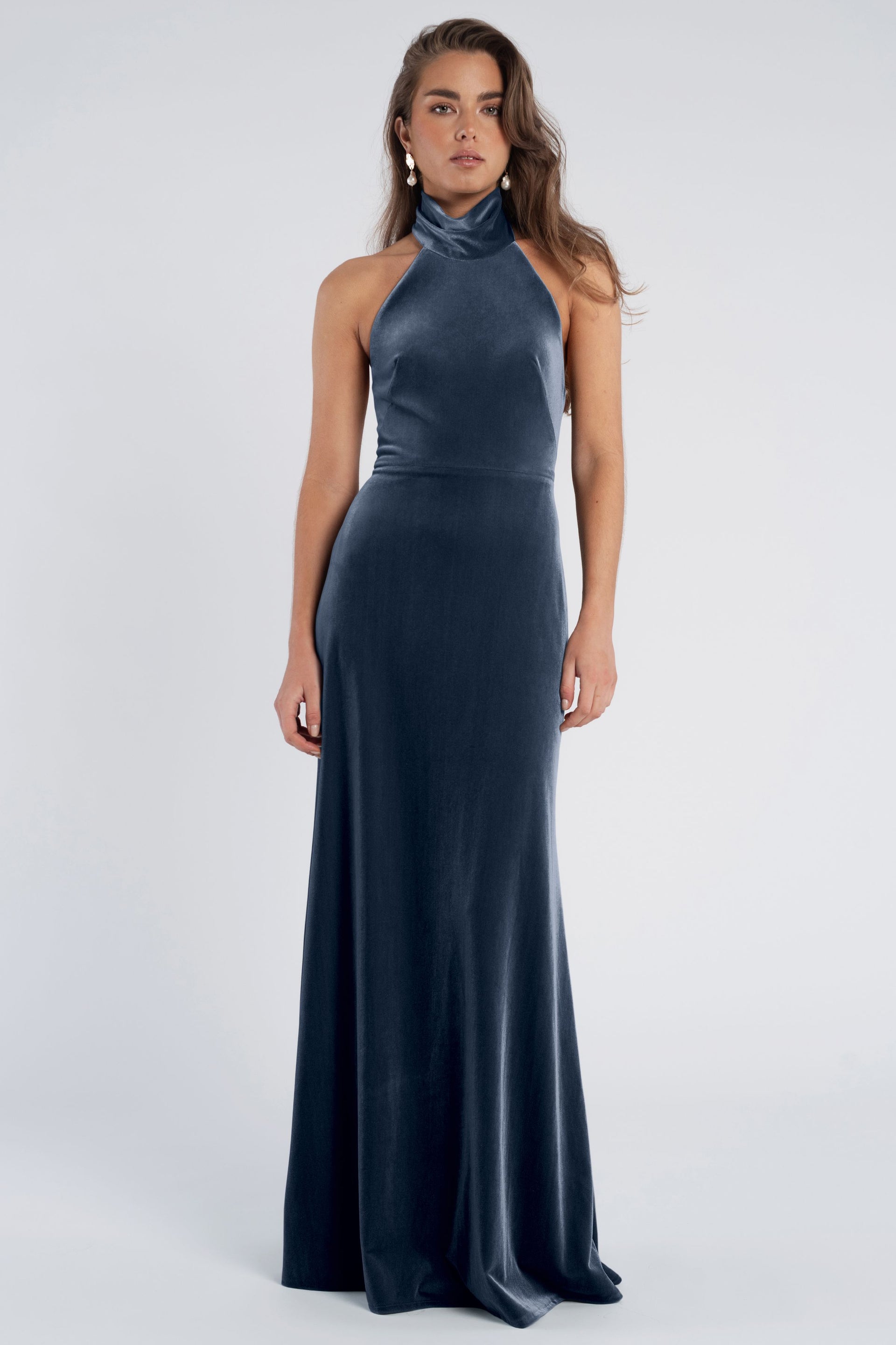 velvet blue long dress Jovani Long Navy Blue Velvet Prom Dress 23939 Navy / 0