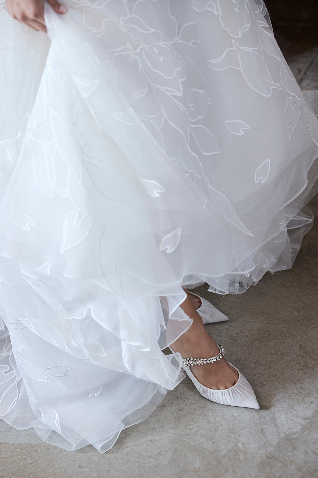 Ethereal Bride Cara in the Lorelai Floral A-Line and Strapless Wedding Dress.