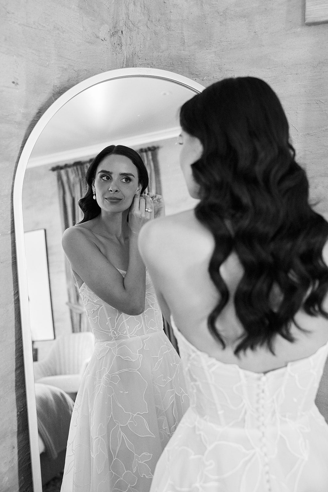 Ethereal Bride Cara in the Lorelai Floral A-Line and Strapless Wedding Dress.