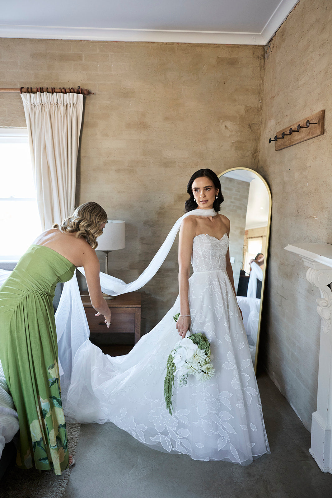 Ethereal Bride Cara in the Lorelai Floral A-Line and Strapless Wedding Dress.