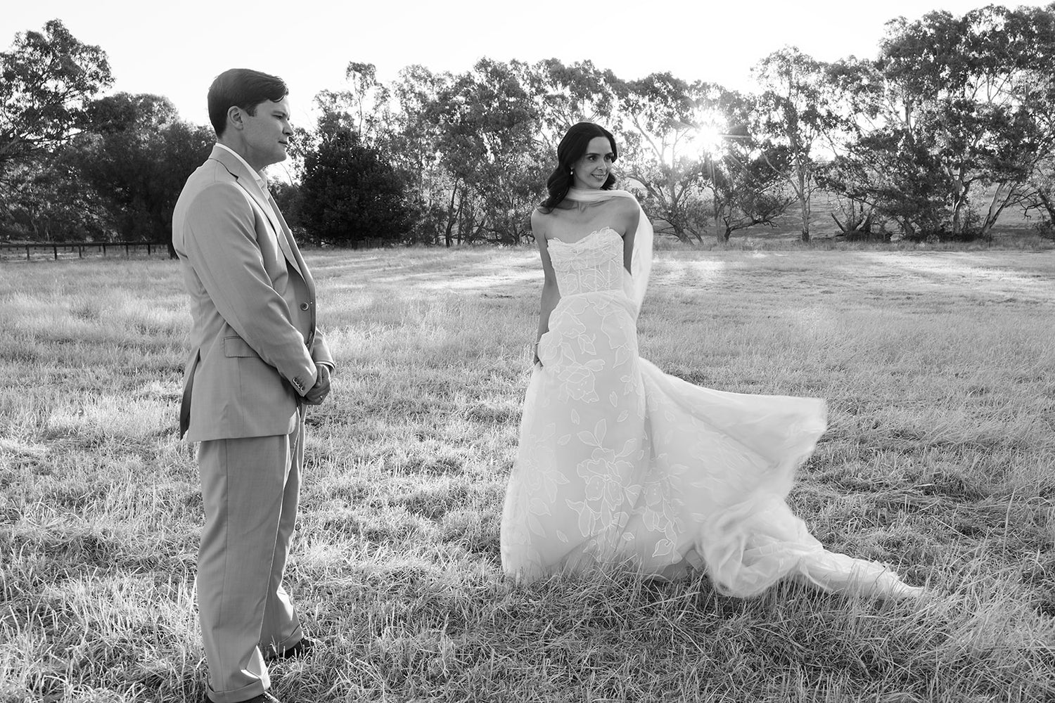 Ethereal Bride Cara in the Lorelai Floral A-Line and Strapless Wedding Dress.
