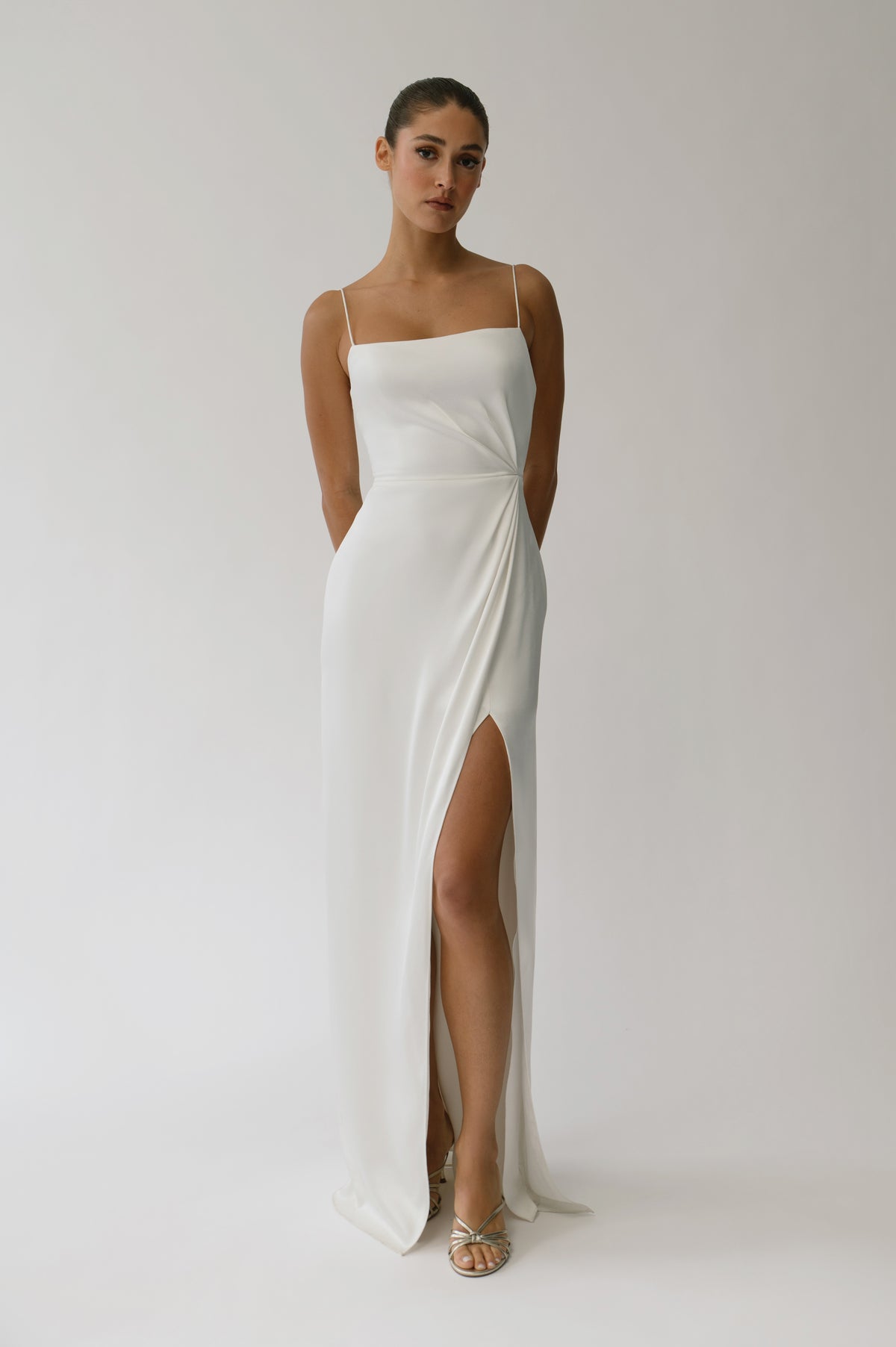 jenny yoo silk dress Jenny by Jenny Yoo Lee Satin Off-The-Shoulder A-Line Wedding Gown