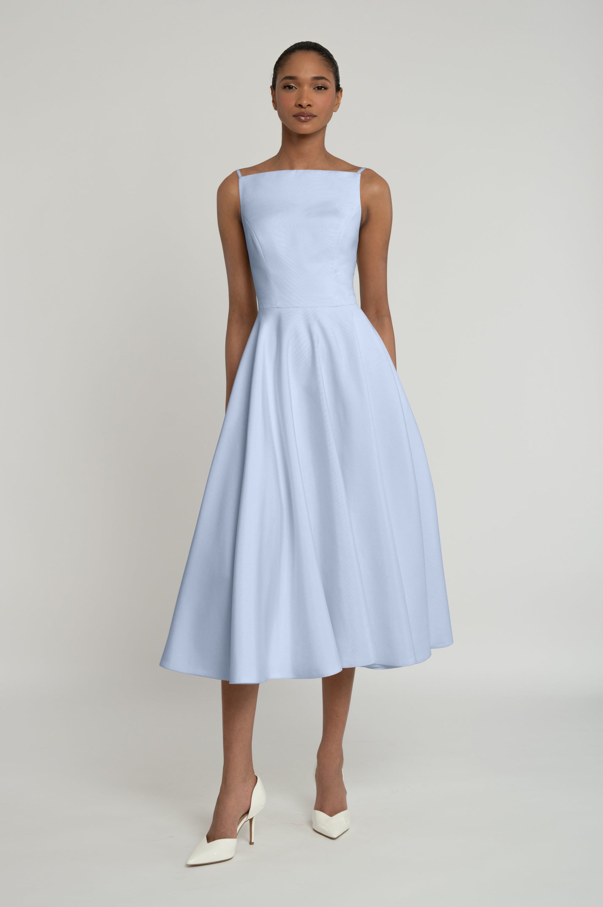 maria blue dress Strapless Bow Back Silk Faille Mini Dress