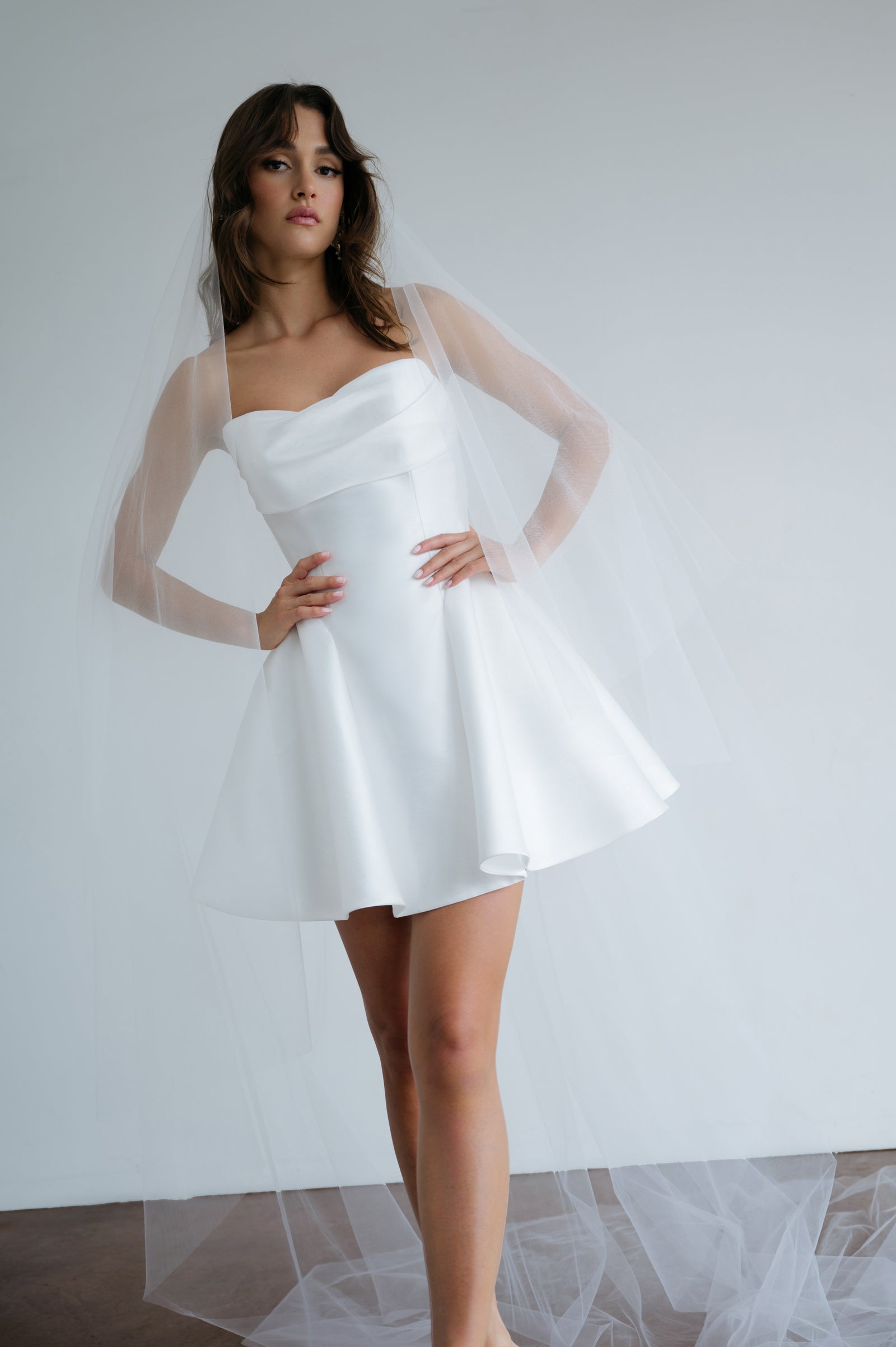 Mini Wedding Dress with Veil