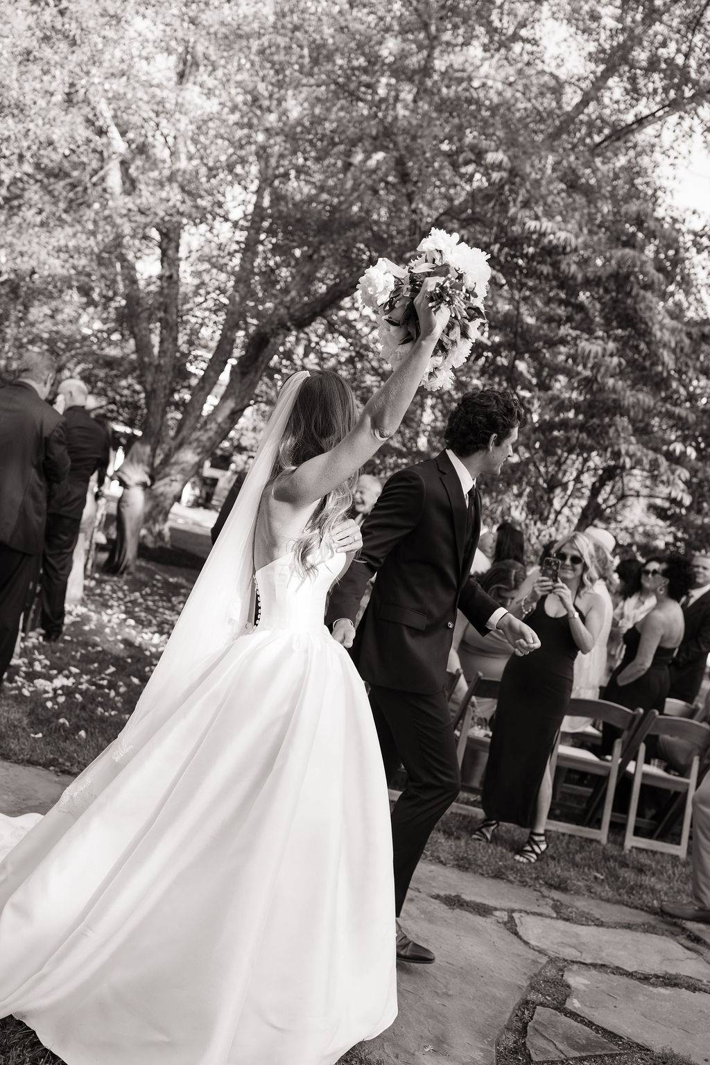 Real Bride in the Milena Basque Waist Anthropologie Bridal Gown