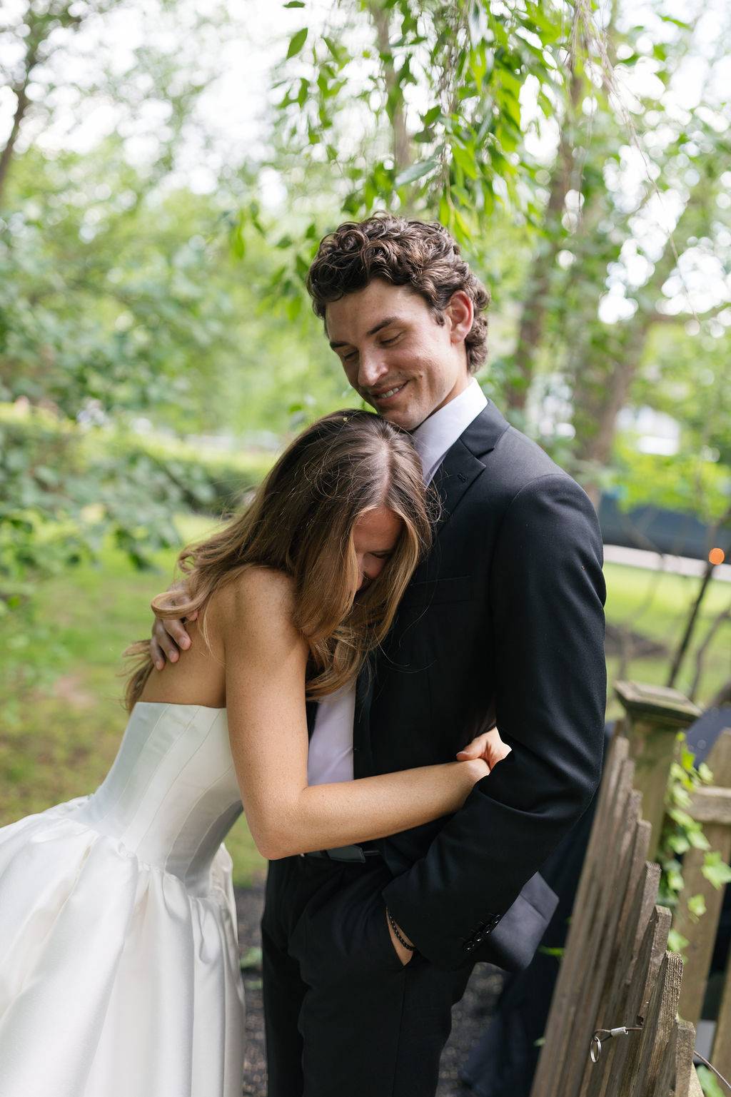 Real Bride in the Milena Basque Waist Anthropologie Bridal Gown