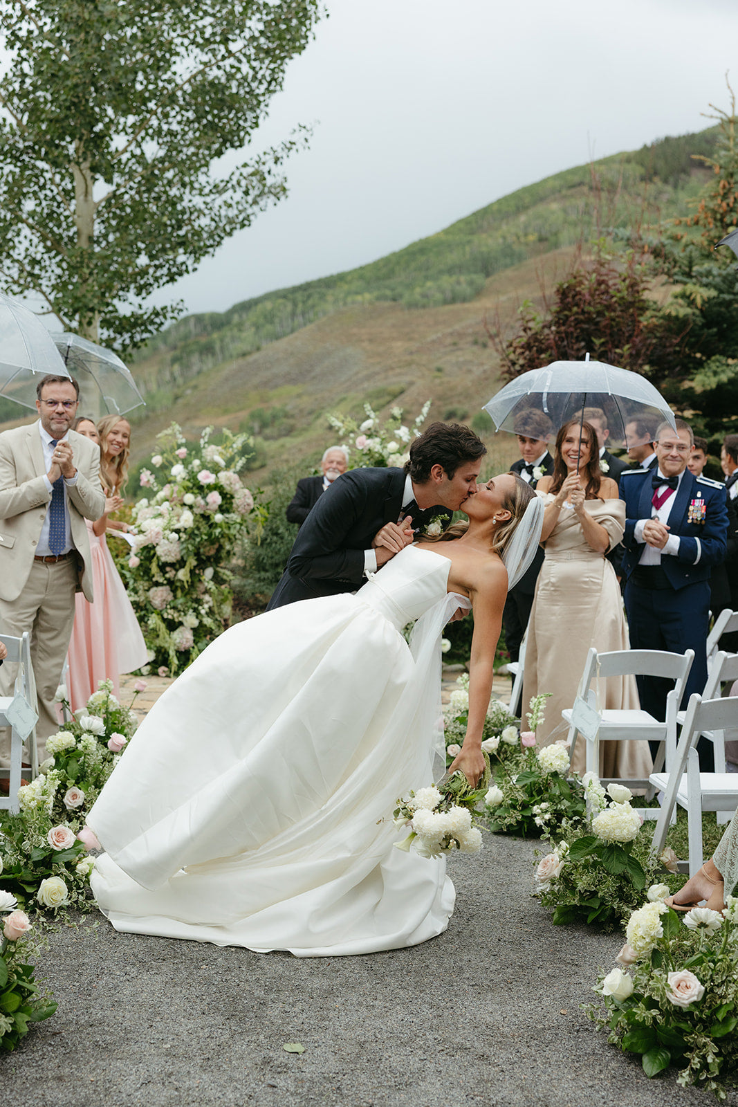 Basque Waist Danielle Bridal Gown on Bride Bekah