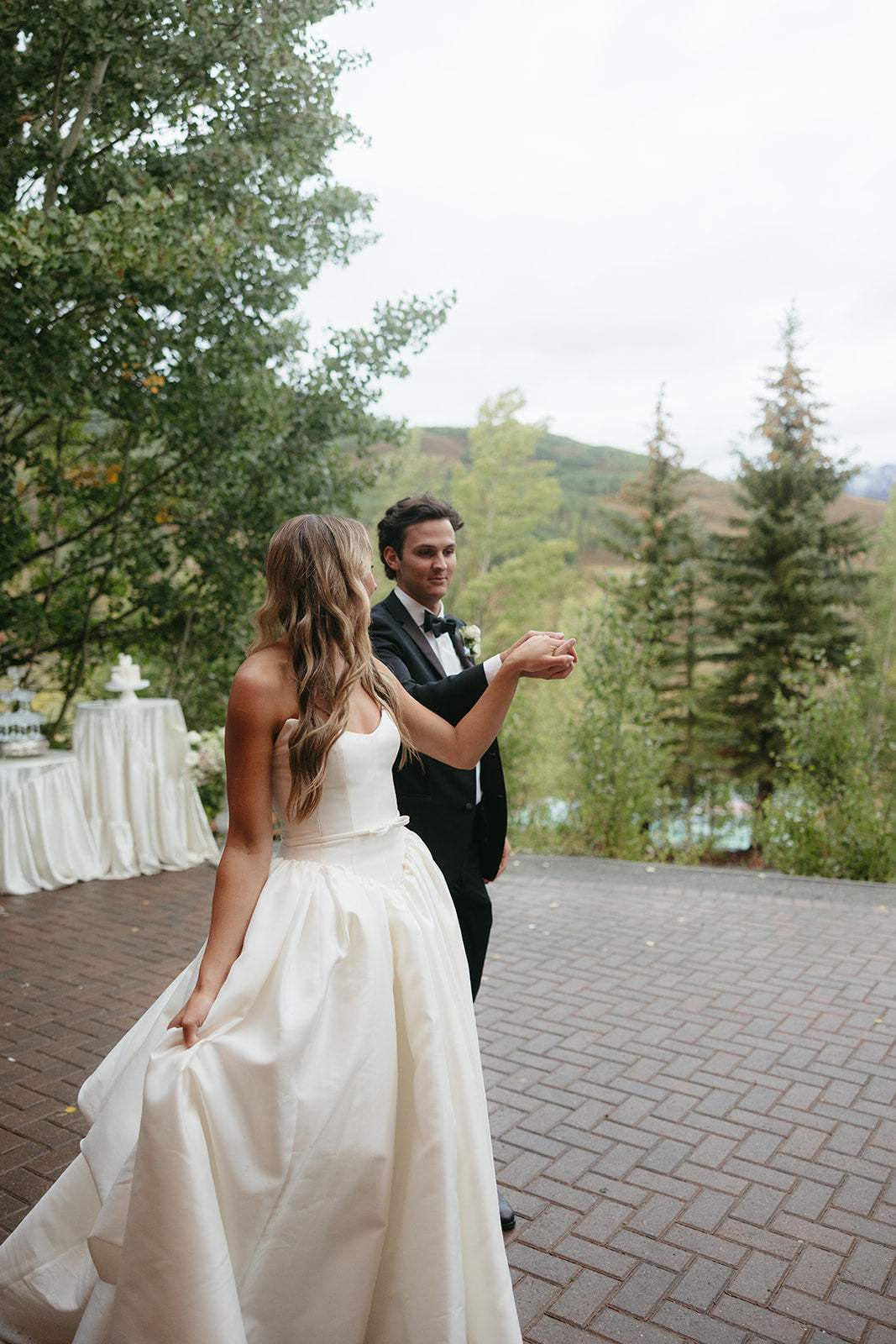 Basque Waist Danielle Bridal Gown on Bride Bekah