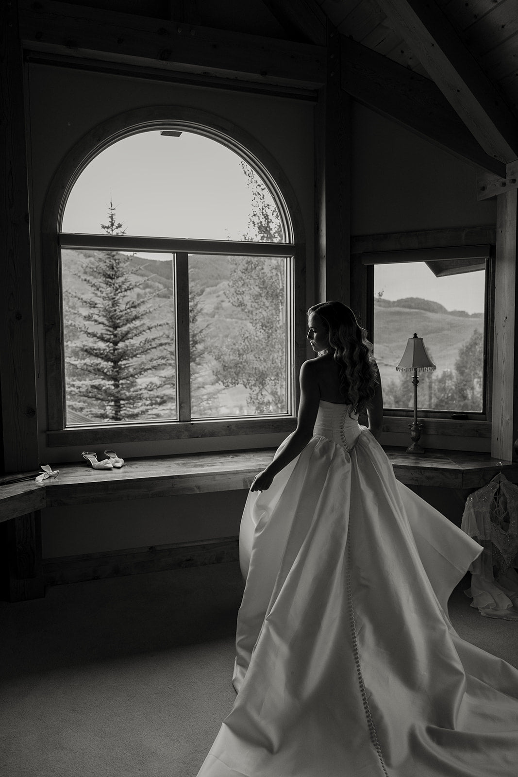 Basque Waist Danielle Bridal Gown on Bride Bekah