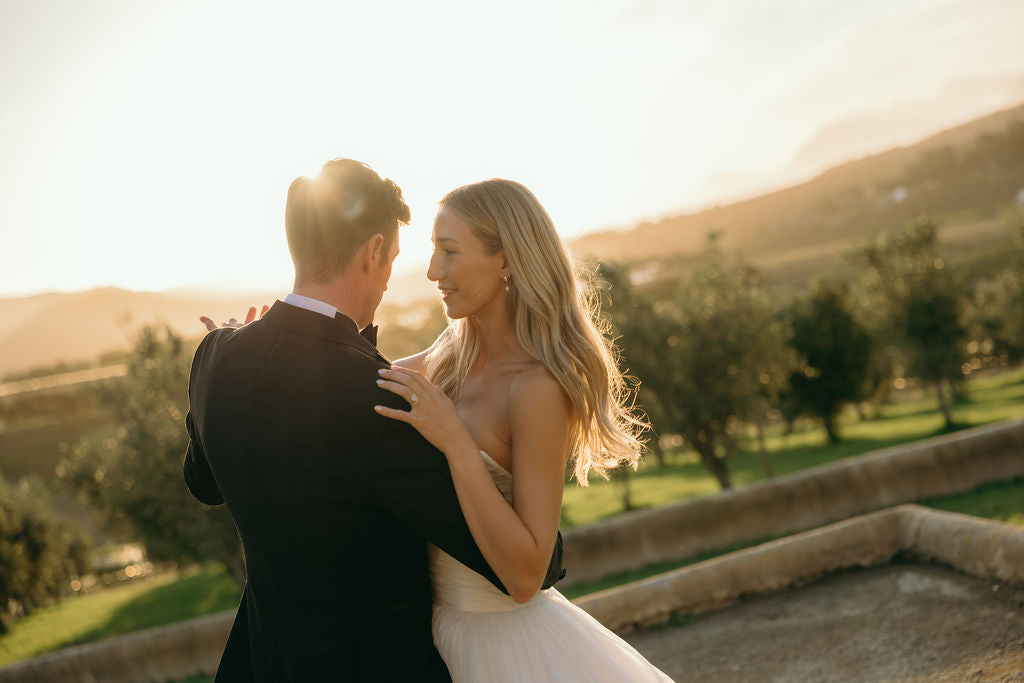 Bride Megan in the Romantic Penelope Bridal Gown