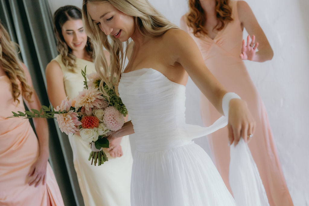 Bride Megan in the Romantic Penelope Bridal Gown