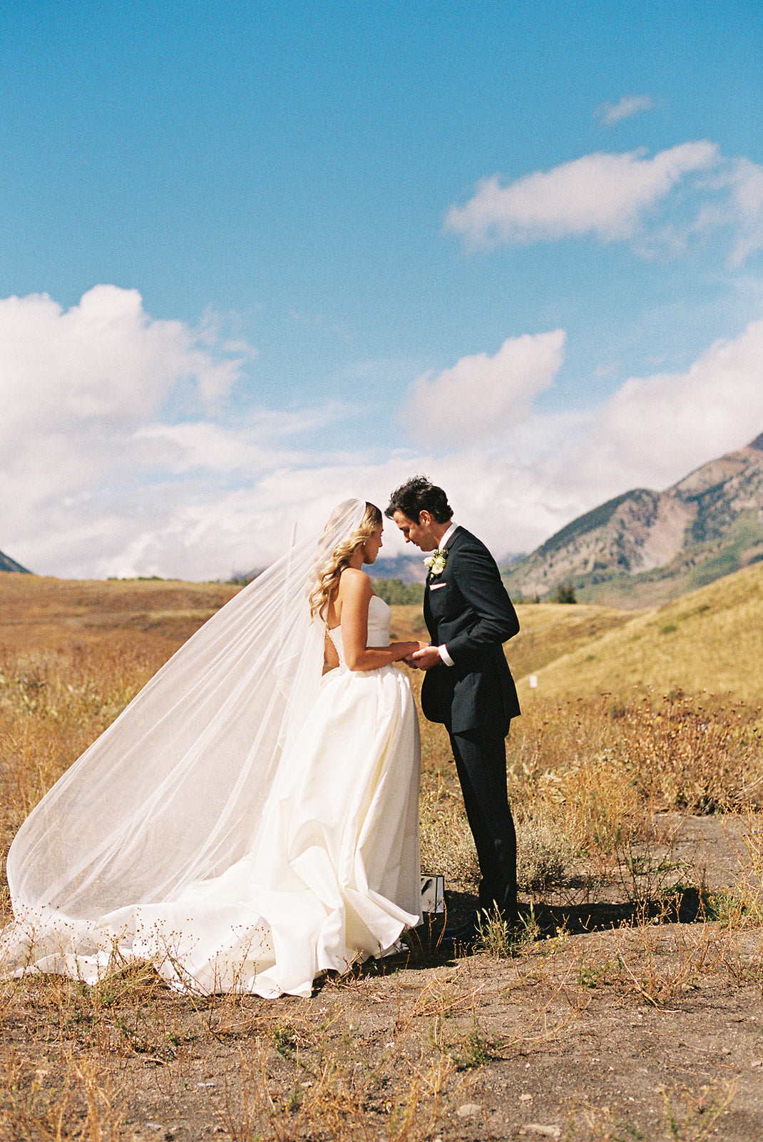 Basque Waist Danielle Bridal Gown on Bride Bekah