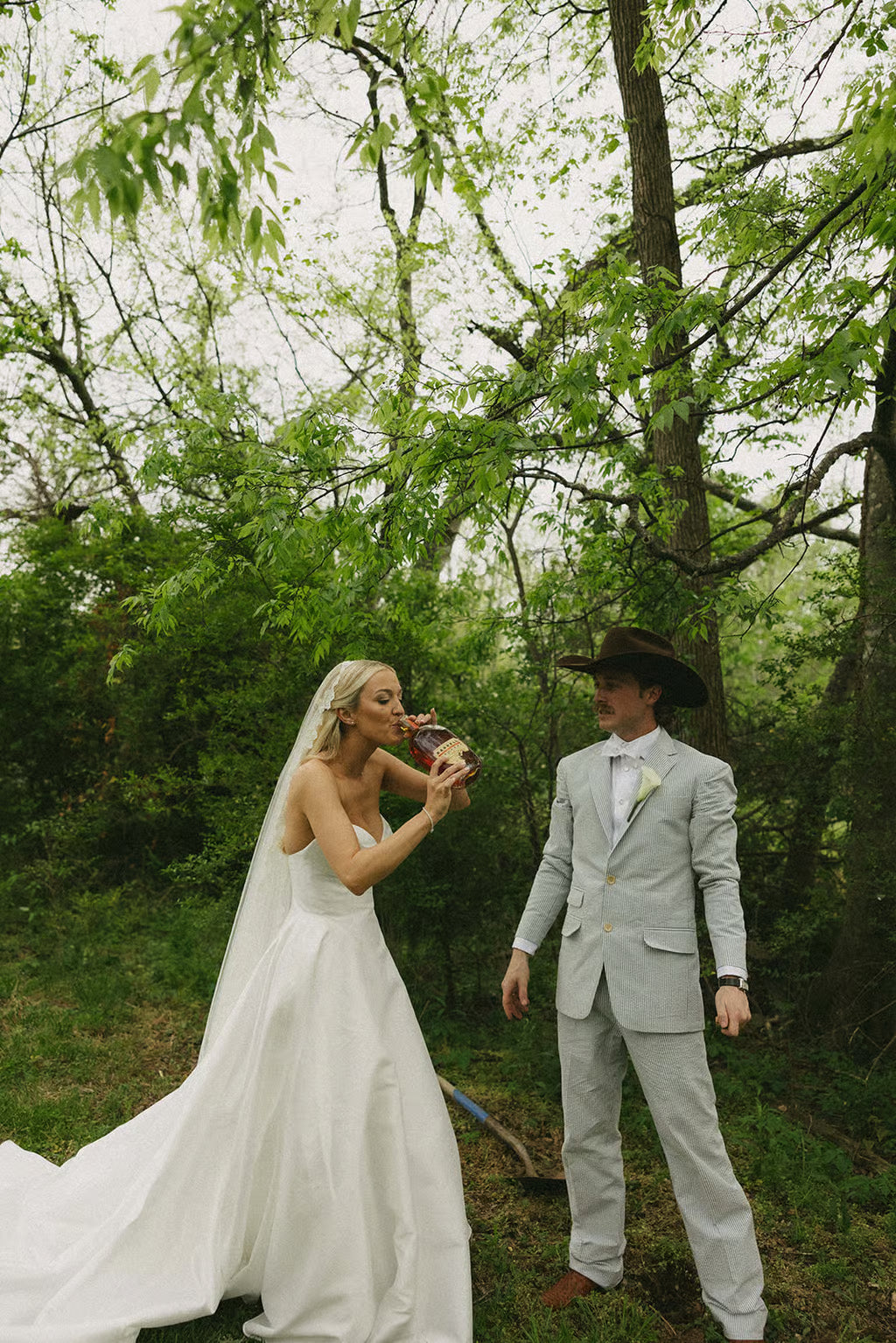 Drop Waist Strapless Romina Gown on Real Bride
