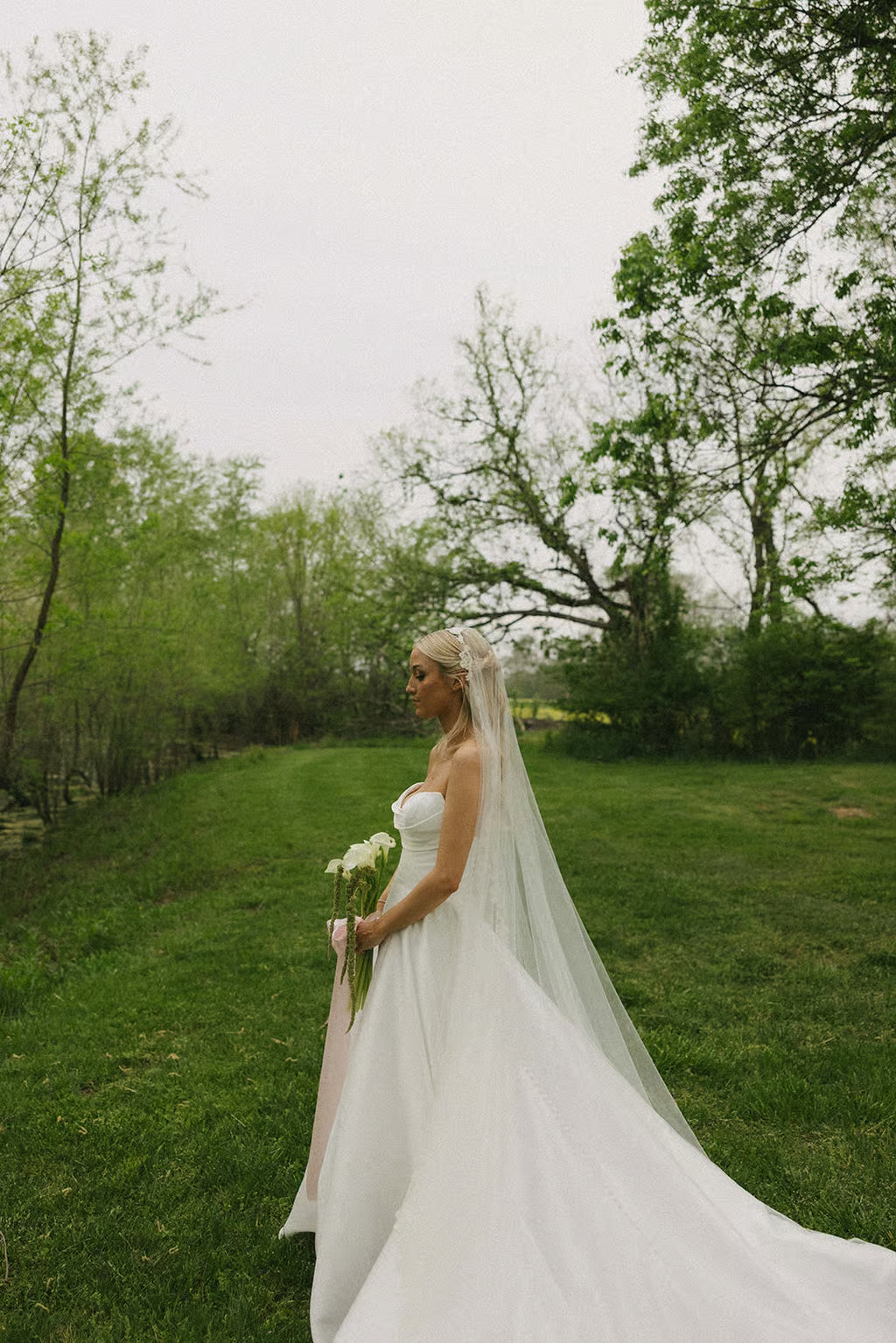 Drop Waist Strapless Romina Gown on Real Bride