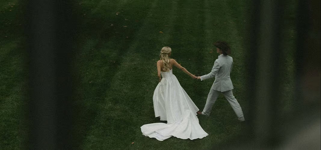 Drop Waist Strapless Romina Gown on Real Bride
